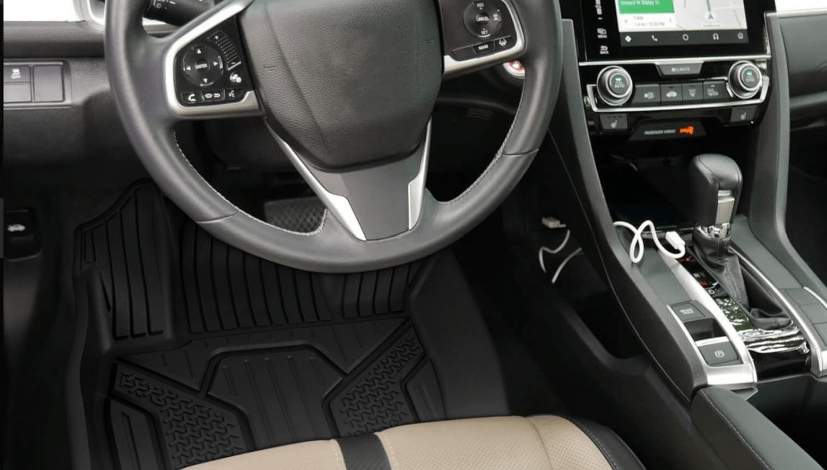 2016-2021 Honda Civic All-Weather Floor Mats - 5PC Set of TPE Injection Molded Front & Rear Floor Liners - Perfect for Daily Commuting, Road Trips & Weather Protection