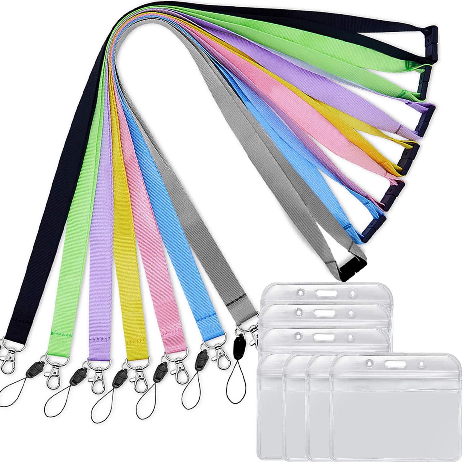 YOUOWO 7 Pack Breakaway Lanyards with ID Holder - for Office, School & Events