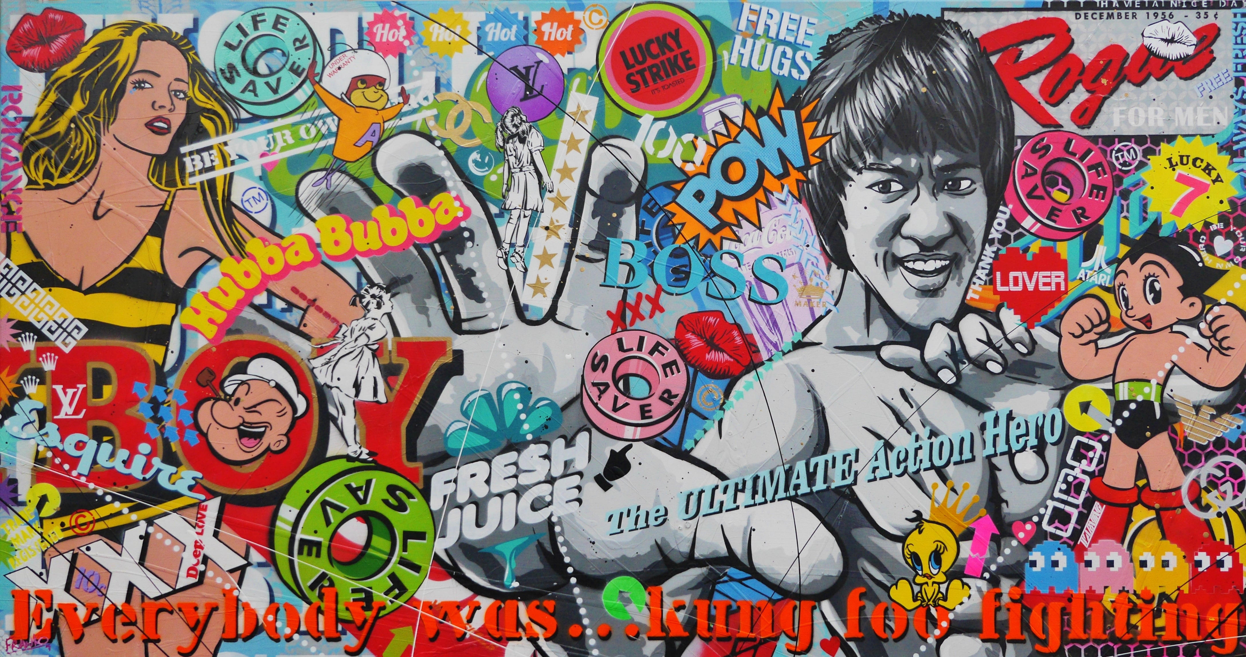 Rogue Bruce 190cm x 100cm Bruce Lee Textured Urban Pop Art Canvas - Modern Home Decor for Living Room, Bedroom & Office Wall Art