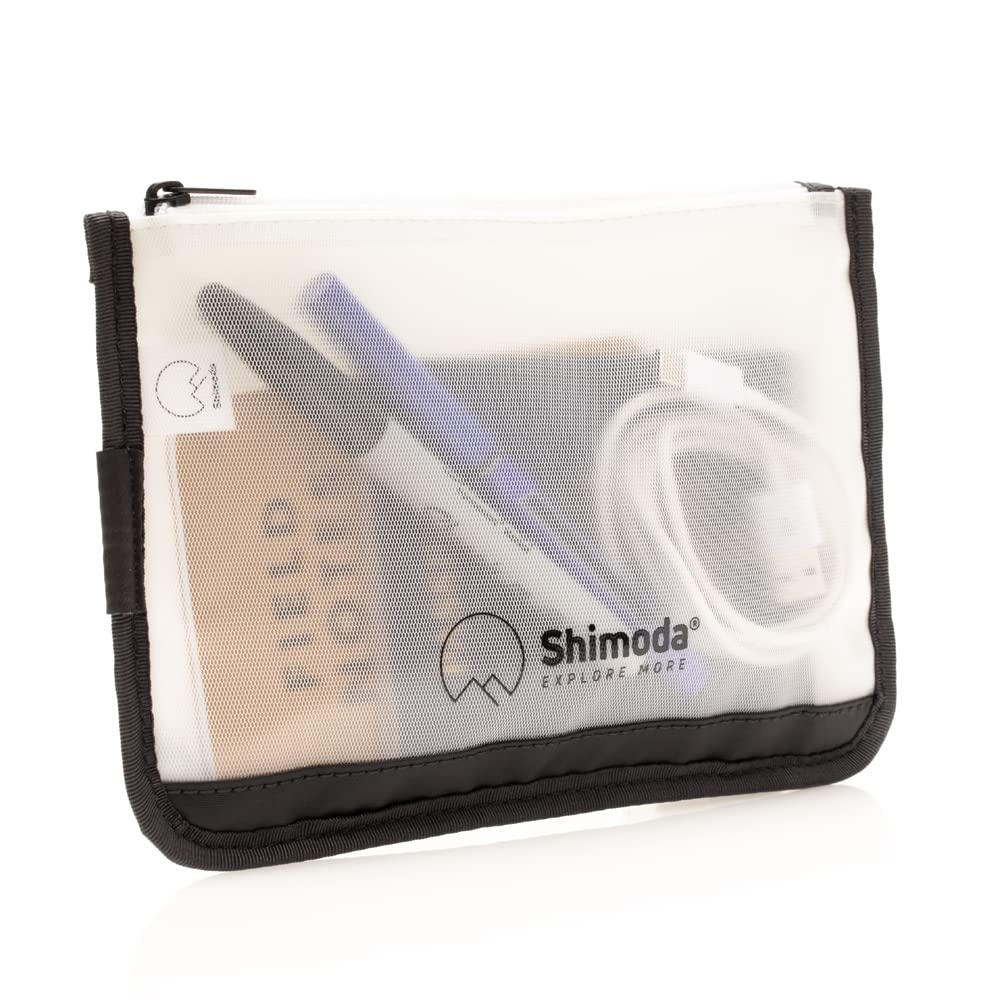 Shimoda Travel Pouch - Waterproof Organizer for Face Masks, Toiletries & Essentials - Compact Black Storage Bag (520-228) - Perfect for Air Travel, Camping & Daily Commute
