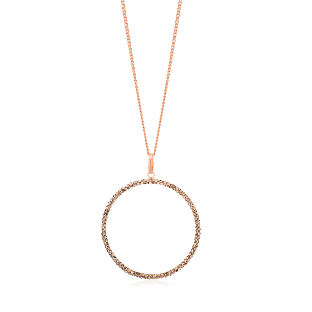 9ct Rose Gold Filled 30mm Round Crystal Pendant Necklace - Elegant Jewelry Gift for Women, Perfect for Weddings, Anniversaries & Special Occasions