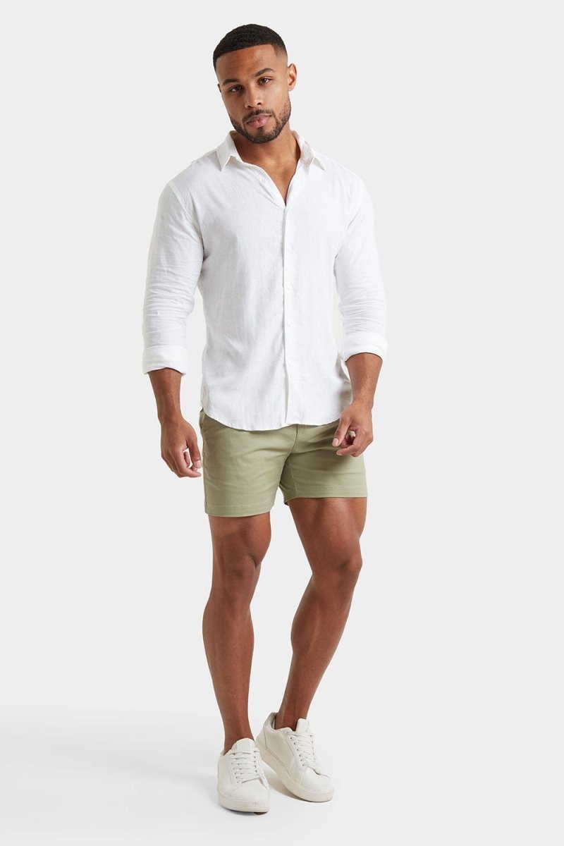 Men's Athletic Fit 5-Inch Chino Shorts in Sage Green - Perfect for Gym, Running & Casual Wear