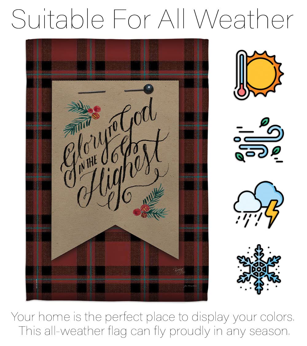 Christmas Garden Flag Set - Glory to God Winter Decor 13x18.5in for Holiday Yard