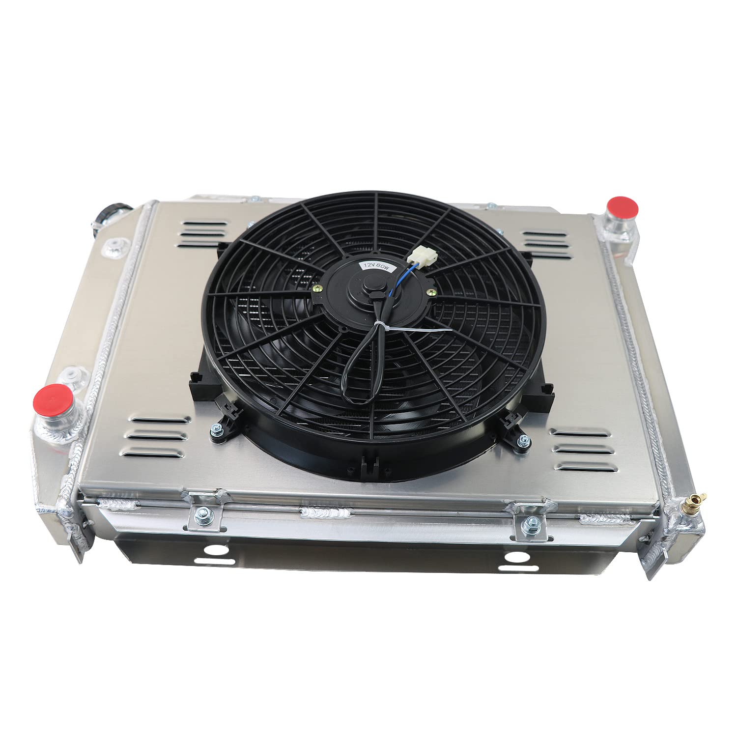High-Performance 4-Row Aluminum Radiator for 1967-1968 Ford Mercury Thunderbird, Galaxie 500, LTD, Colony Park & Marquis V8 - Includes Cooling Fan Shroud & Relay Kit - Perfect for Classic Car Restoration & Hot Weather Driving