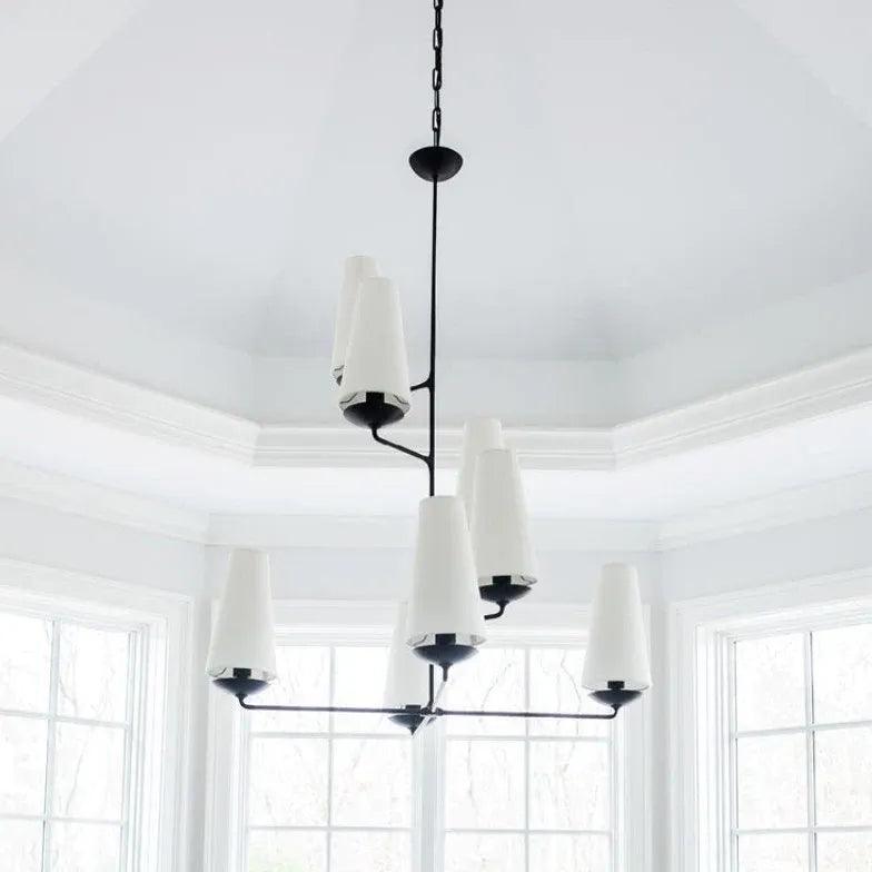 Modern Tapered Chain LED Chandelier for Living Room - Dimmable Crystal Ceiling Light Fixture with Adjustable Height, Perfect for Dining Room, Bedroom, and Home Decor