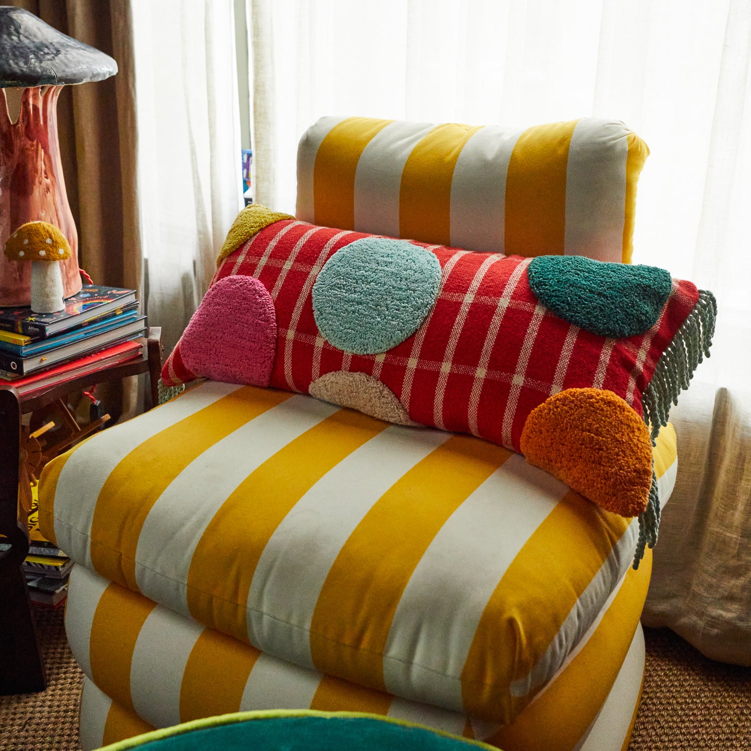 Remi Tufted Cushion - Soft Scarlet Red Decorative Pillow for Sofa, Bed & Home Decor | Living Room, Bedroom & Office Accent