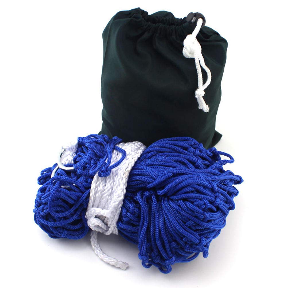 QWE Portable Camping Hammock - Lightweight Nylon Rope & Mesh Cotton Hammock for Outdoor, Sports, Dormitory & Indoor Use - Perfect for Camping, Backpacking, Lounging & Relaxation