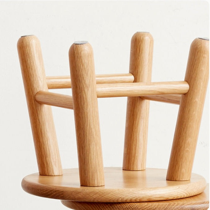 Solid Oak and Beech Wood Small Stool - Handcrafted Wooden Footstool, Side Table or Decorative Accent for Living Room, Bedroom, Nursery