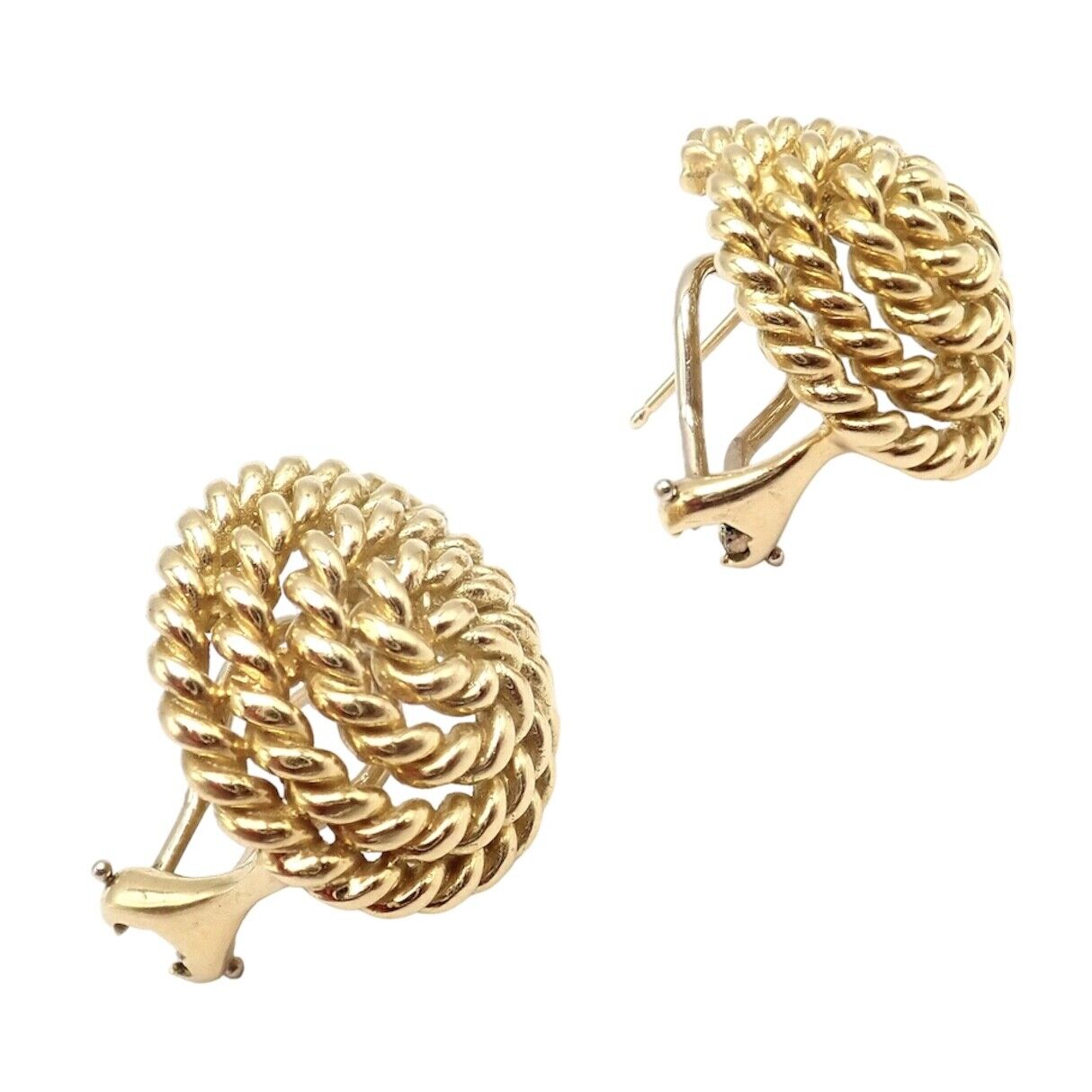 Authentic Vintage Tiffany & Co 18k Yellow Gold Large Coiled Rope Earrings - Luxury Jewelry for Women, Perfect for Weddings, Parties & Special Occasions