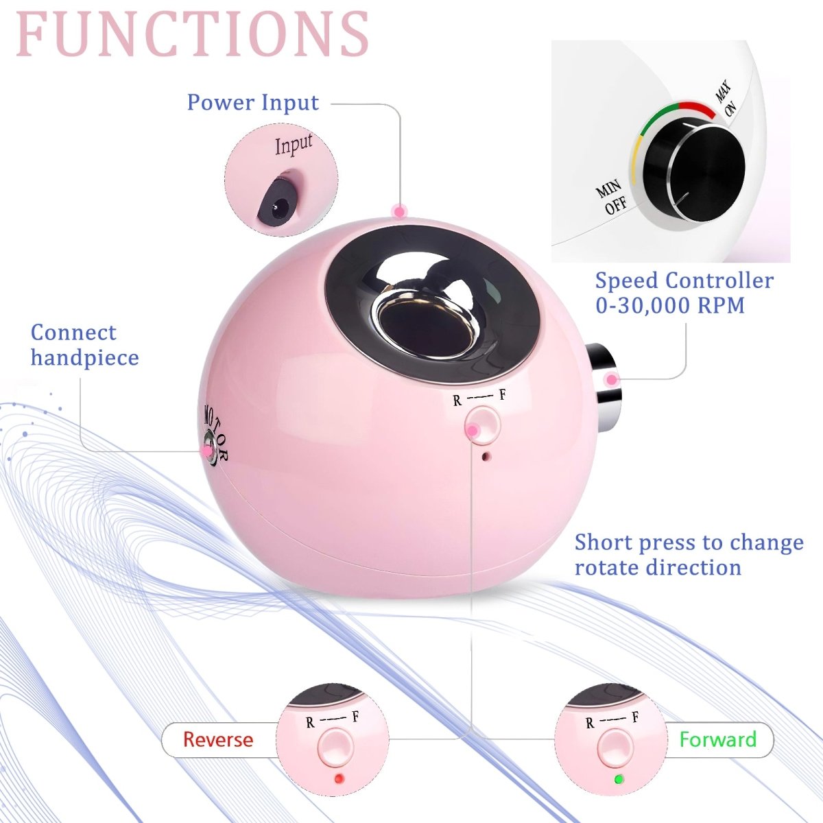 30000 RPM Rechargeable Portable Nail Drill Machine - Professional Manicure & Pedicure Kit for Home Salon, Nail Art, Acrylic & Gel Extensions - Perfect for DIY Nail Care & Professional Use