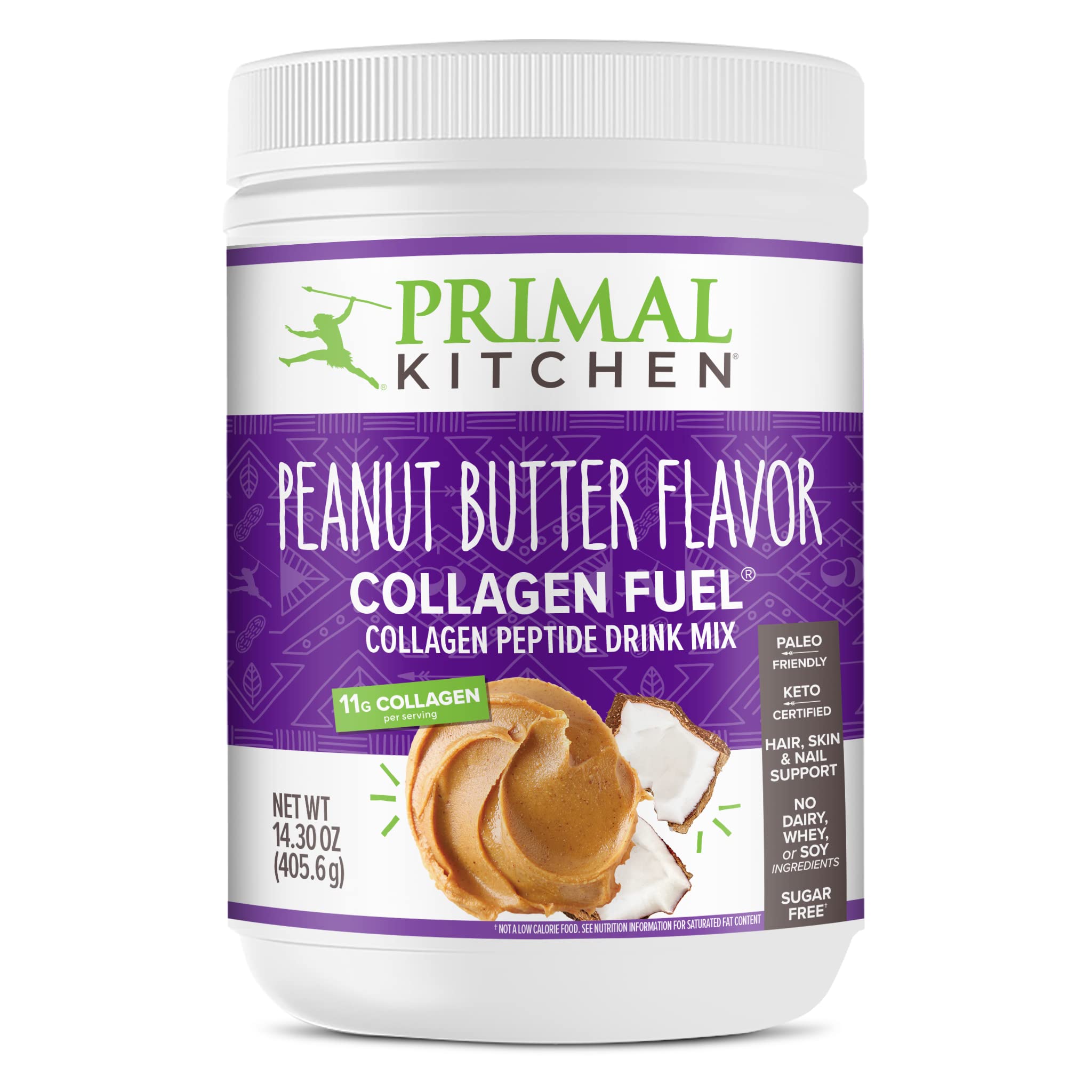 Primal Kitchen Peanut Butter Flavor Collagen Fuel® Drink Mix with Collagen Peptides - Dairy Free, Keto Friendly, 14.3 oz - Perfect for Smoothies, Coffee & Post-Workout Recovery