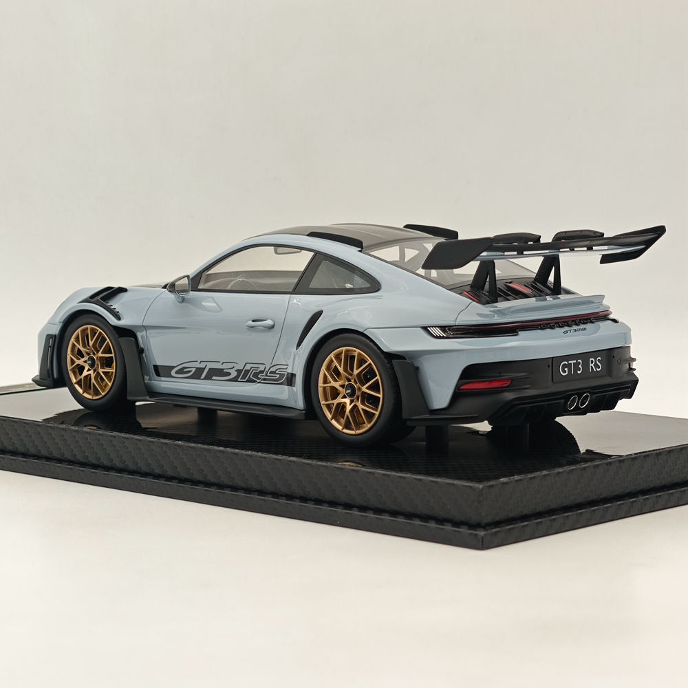 1/18 Scale Porsche 992 GT3 RS Gray Resin Diecast Model Car - High Quality Collectible for Display, Racing Enthusiasts & Home Office Decor