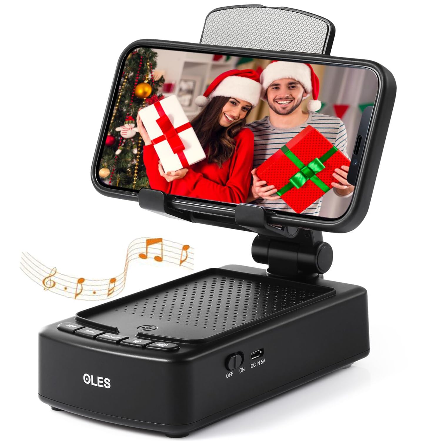OLES Adjustable Bluetooth Phone Stand with Wireless Speaker - Perfect Tech Gift for Men, Dad & Women - Ideal for Desk, Table & Home Office Use