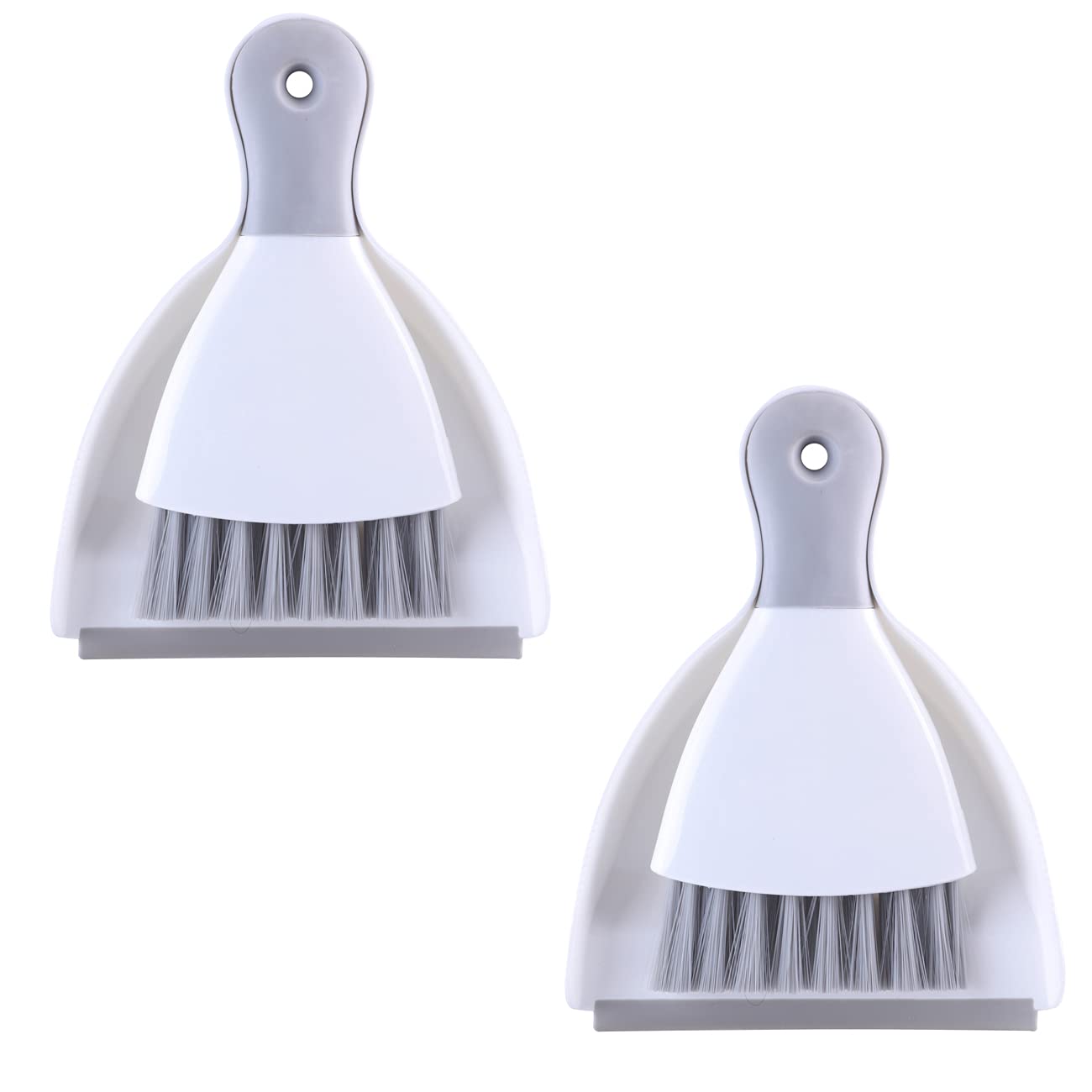YONILL Mini Dustpan & Brush Set - Rubber Edge for Cars, Desks & Pets (2 Pack)