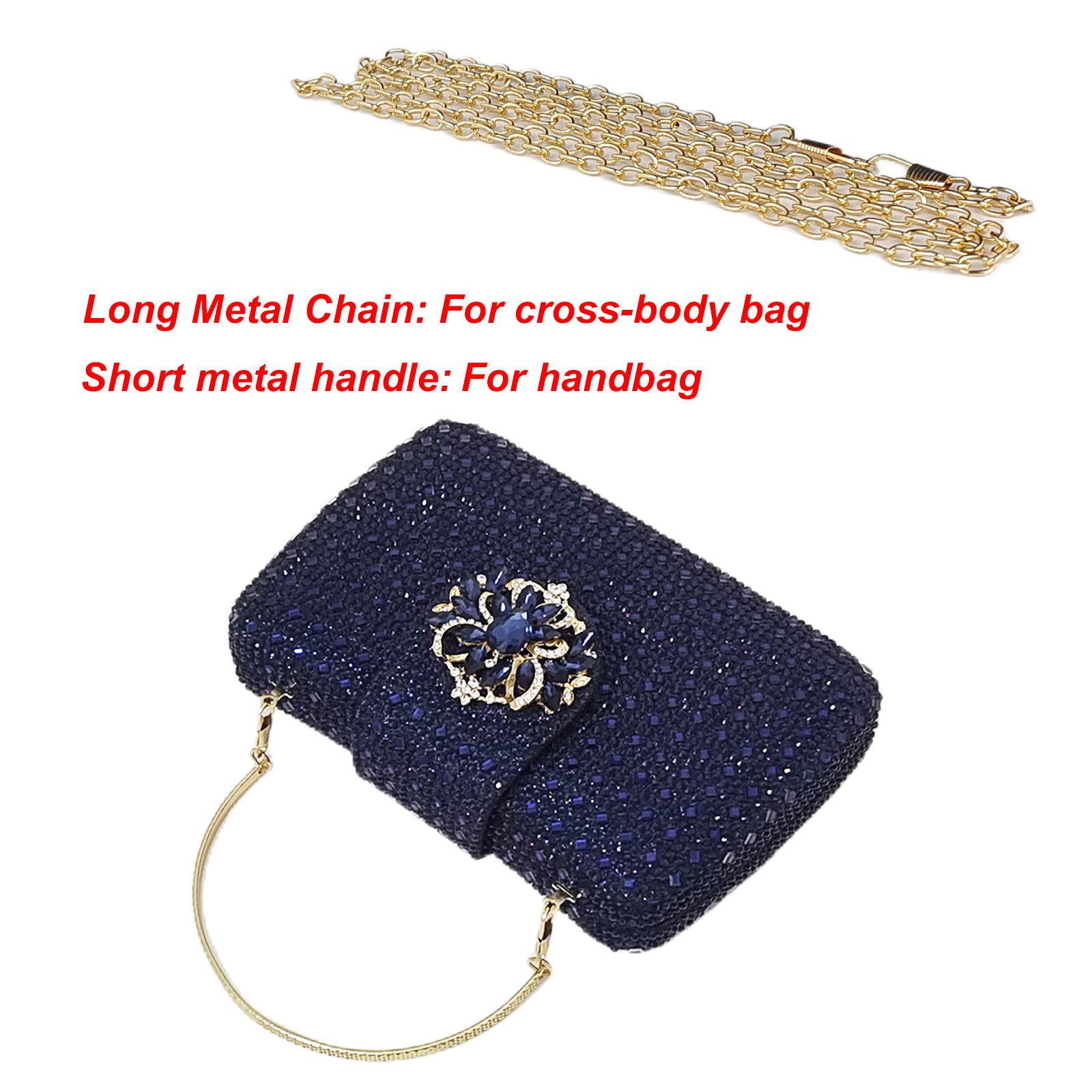 Sparkly Rhinestone Floral Clutch Handbag for Women - Elegant Evening Bag with Shoulder Strap | Perfect for Parties, Weddings & Special Occasions