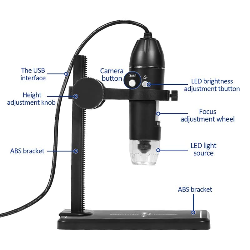 1600X USB Digital Microscope with 8 LED Lights, Slide Preparation Camera & Accessories Kit - Perfect for Coin Collecting, Jewelry Inspection, and Electronic Repair