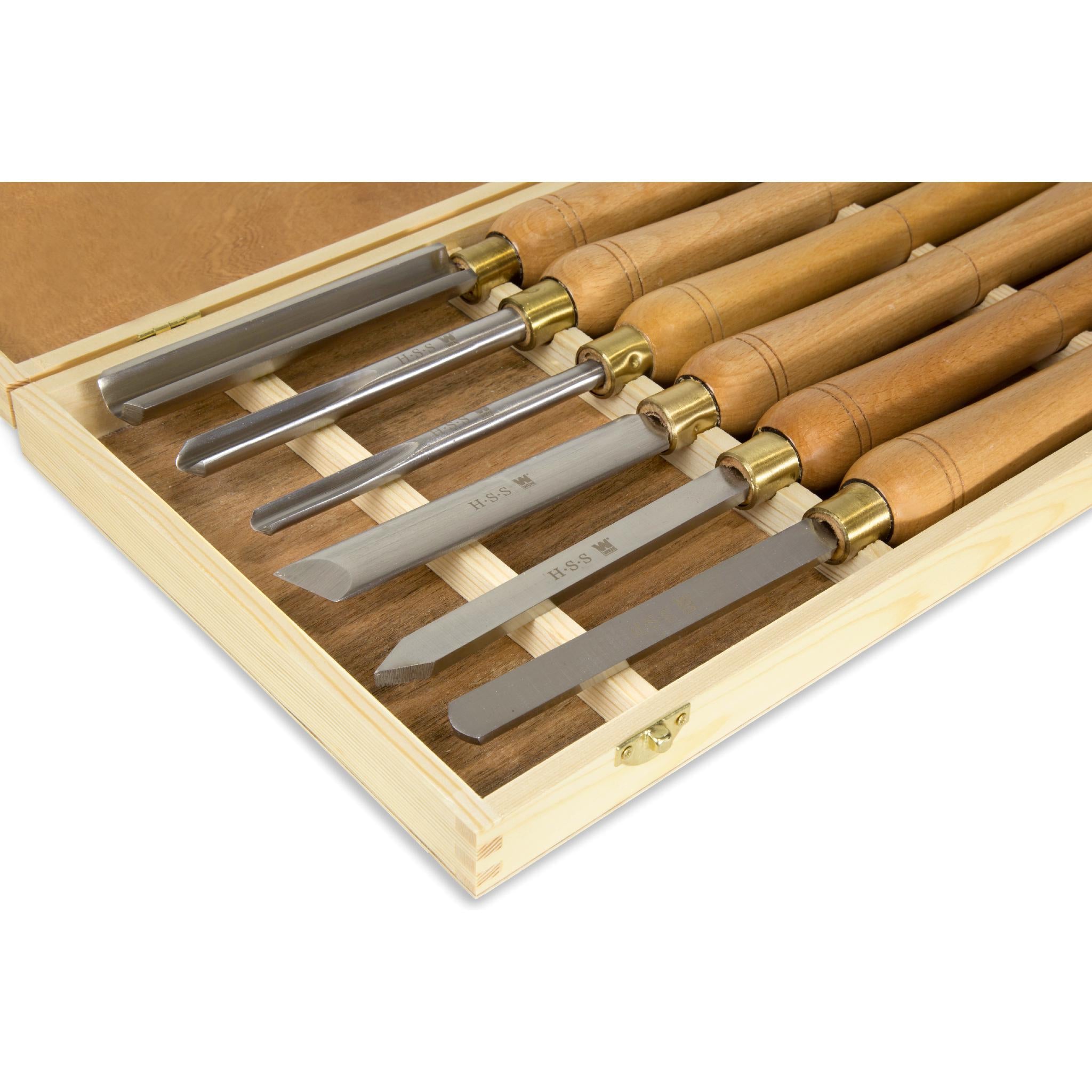 WEN CH10 6-Piece Premium Woodworking Chisel Set - 6-Inch High-Speed Steel Blades & 10-Inch English Beech Handles - Perfect for Fine Wood Carving, Furniture Making, and DIY Projects