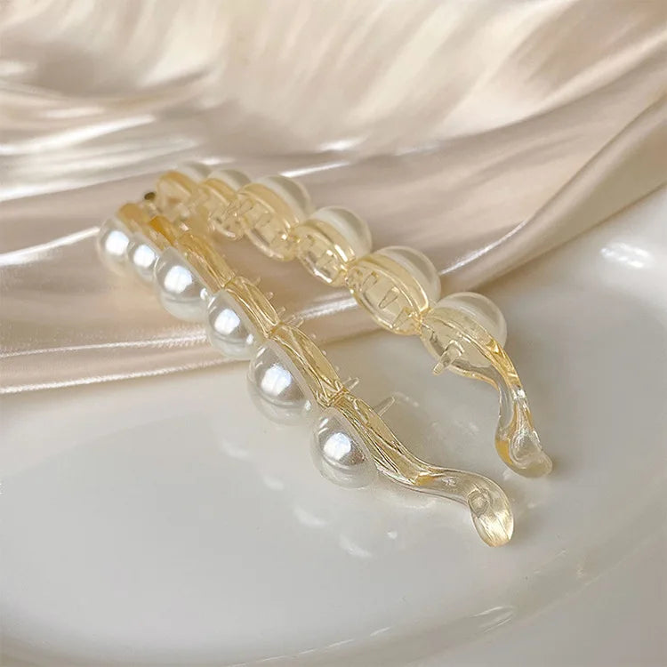 Elegant Pearl Hair Clips for Women - Fashionable Banana Clips & Ponytail Barrettes Hair Accessories | Perfect for Weddings, Parties & Everyday Wear