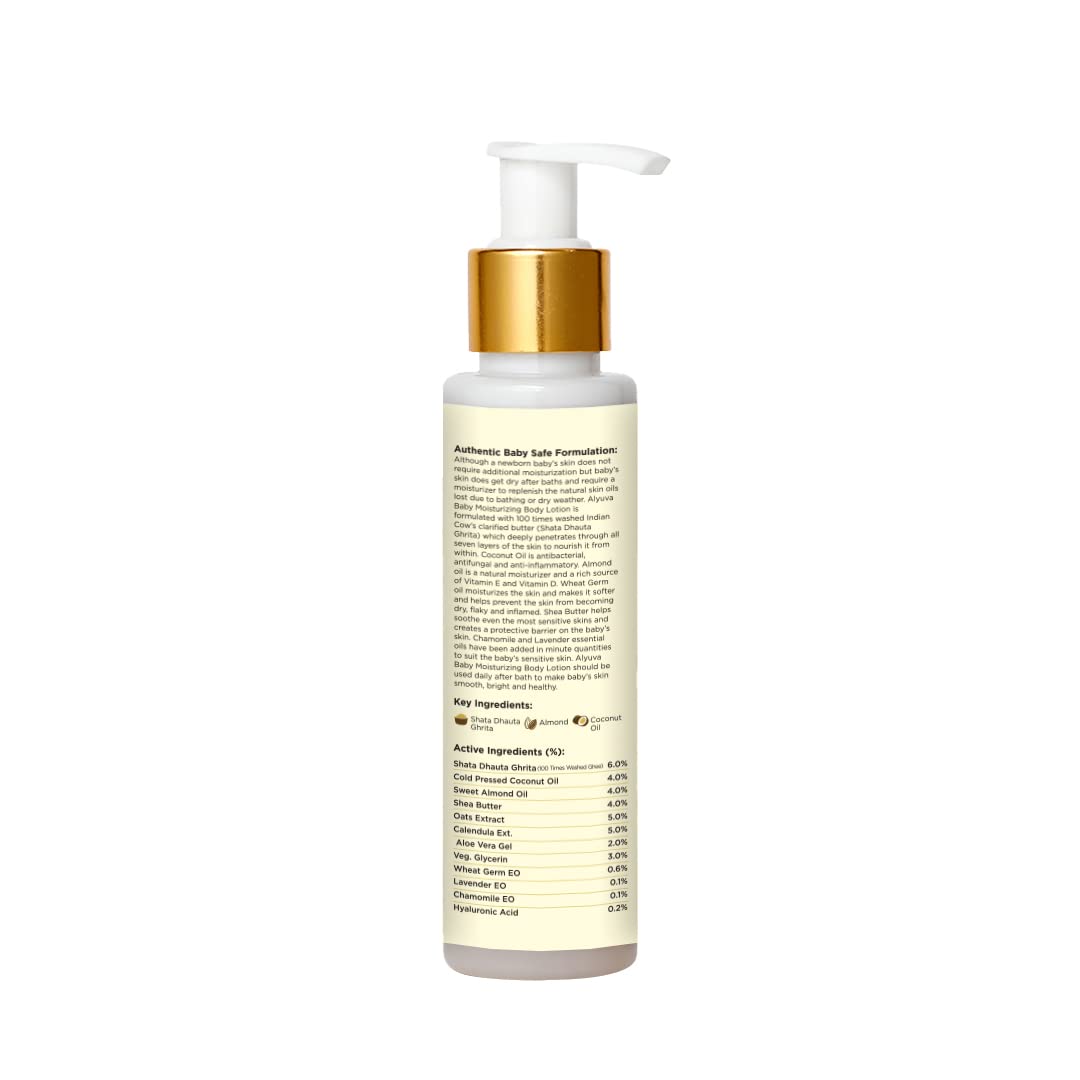 Alyuva Baby Moisturizing Lotion 100ml - Hypoallergenic & Fragrance-Free for Sensitive Skin - Perfect for Daily Baby Care & Newborn Massage