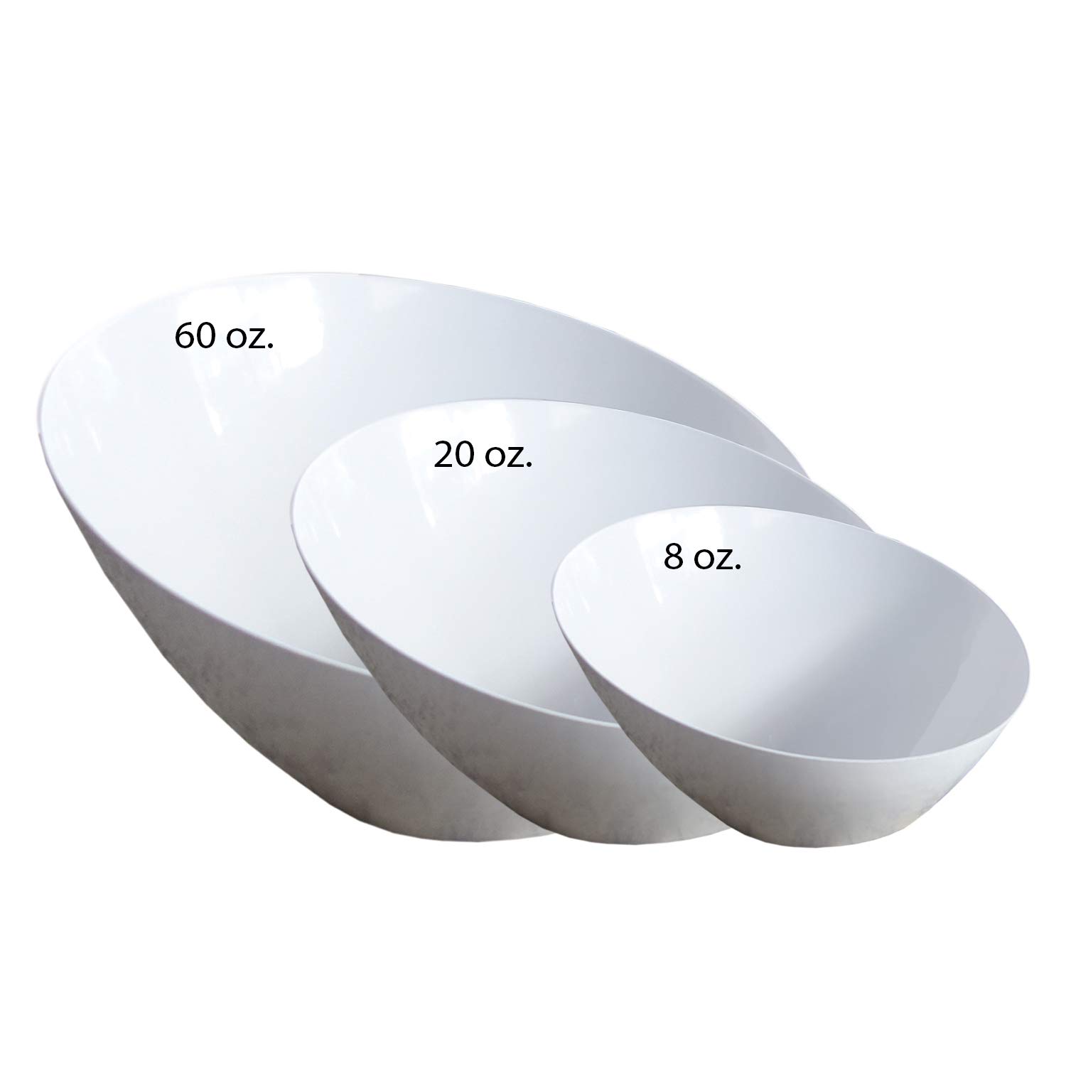 12-Pack White 20 oz Plastic Serving Angle Bowls for Snacks, Appetizers & Salad – Perfect for Parties, Picnics & Catering Events