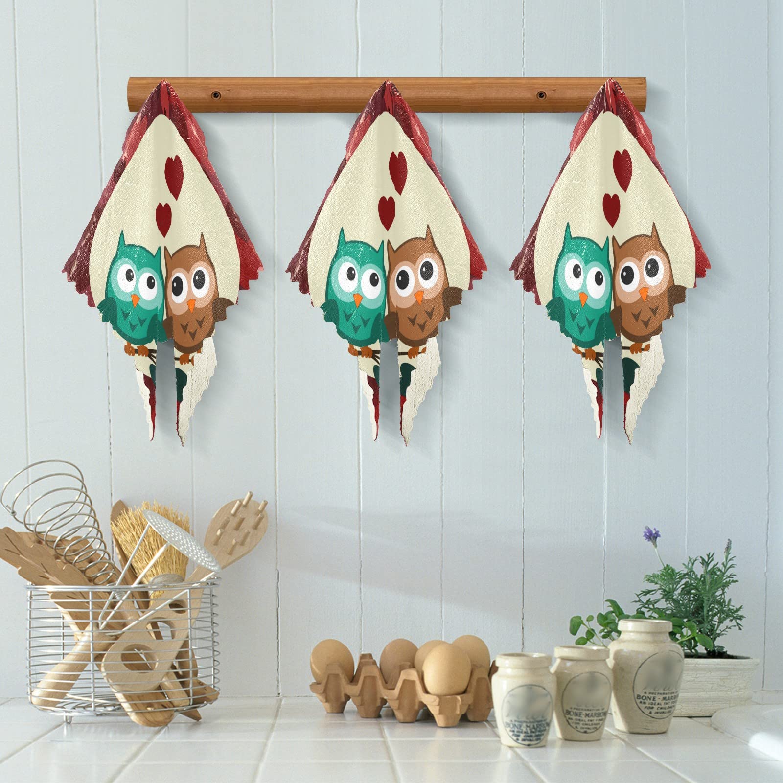 VIGTRO Owl Dish Towels 6 Pack - Super Absorbent, Fast Drying for Kitchen & Gifts
