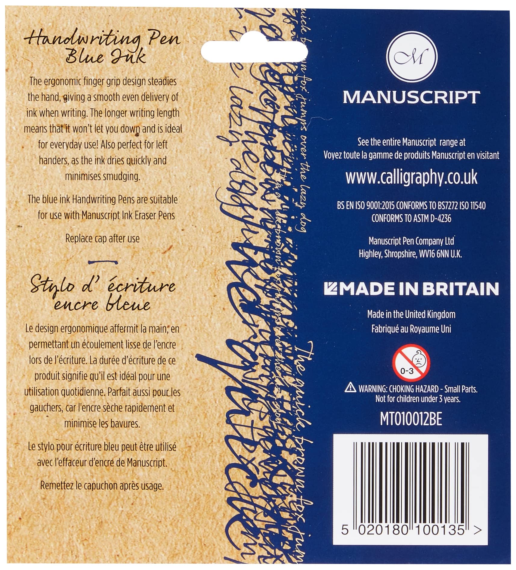 Manuscript Pen Company MANUSCRIPT Handwriting Pens Blue Ink - 12 Pack Premium Calligraphy Pens for Journaling, Note Taking & Letter Writing - Smooth Writing Experience for Students, Artists & Office Use