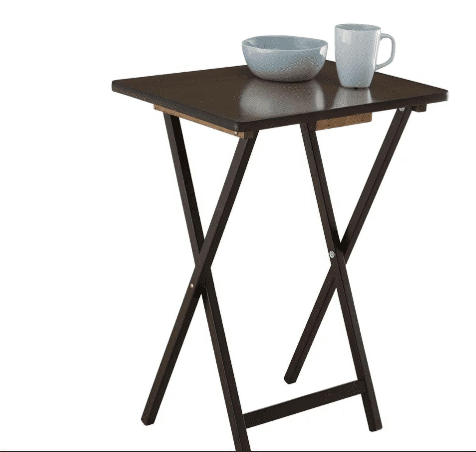 5-Piece Walnut Folding TV Tray Table Set - 19