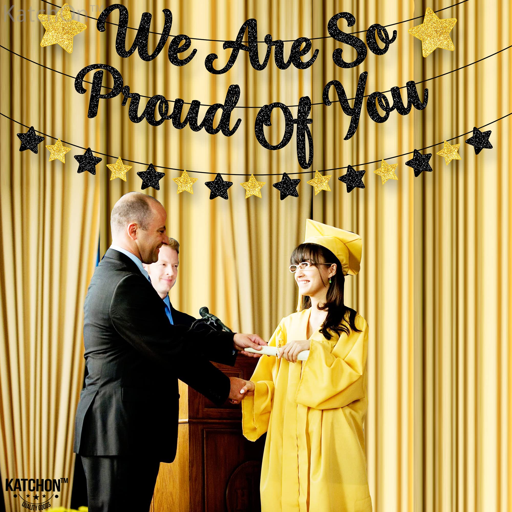 KatchOn 'We Are So Proud of You' Glitter Banner - 10ft Graduation Decor for Class of 2025 | No DIY Required | Perfect for Graduation Parties, School Events & Celebration Backdrops