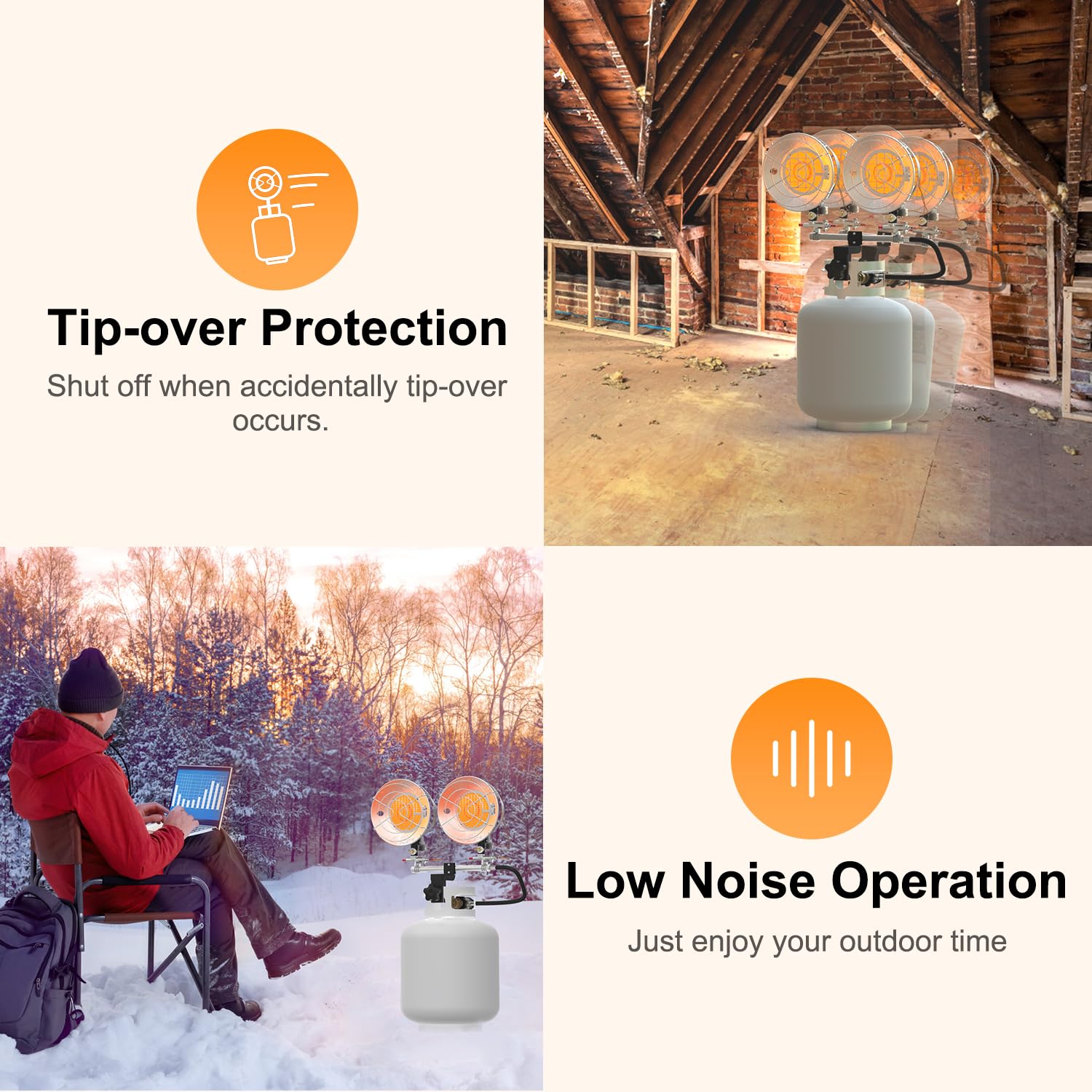 GASLAND PH02S 30,000 BTU Double Burner Propane Tank Top Heater - Portable Outdoor Gas Heater for Camping, Garage, Porch, Backyard & Sports Events - Perfect for Patio Parties, Tailgating & Winter Heating