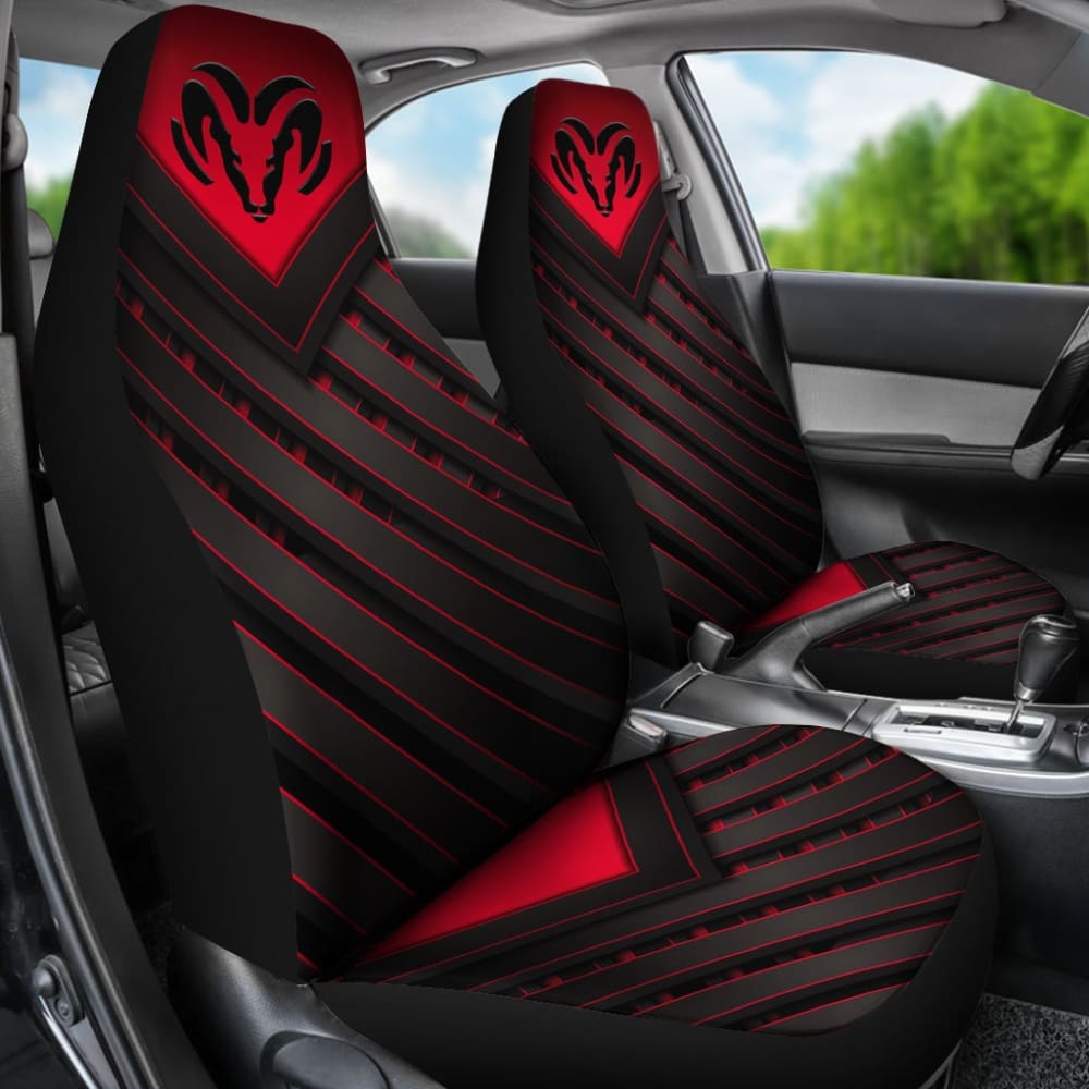 Premium Black & Red Custom Dodge Ram Seat Covers - Universal Fit for 1500/2500/3500 Models - Durable Neoprene Protection for Trucks & Off-Road Adventures