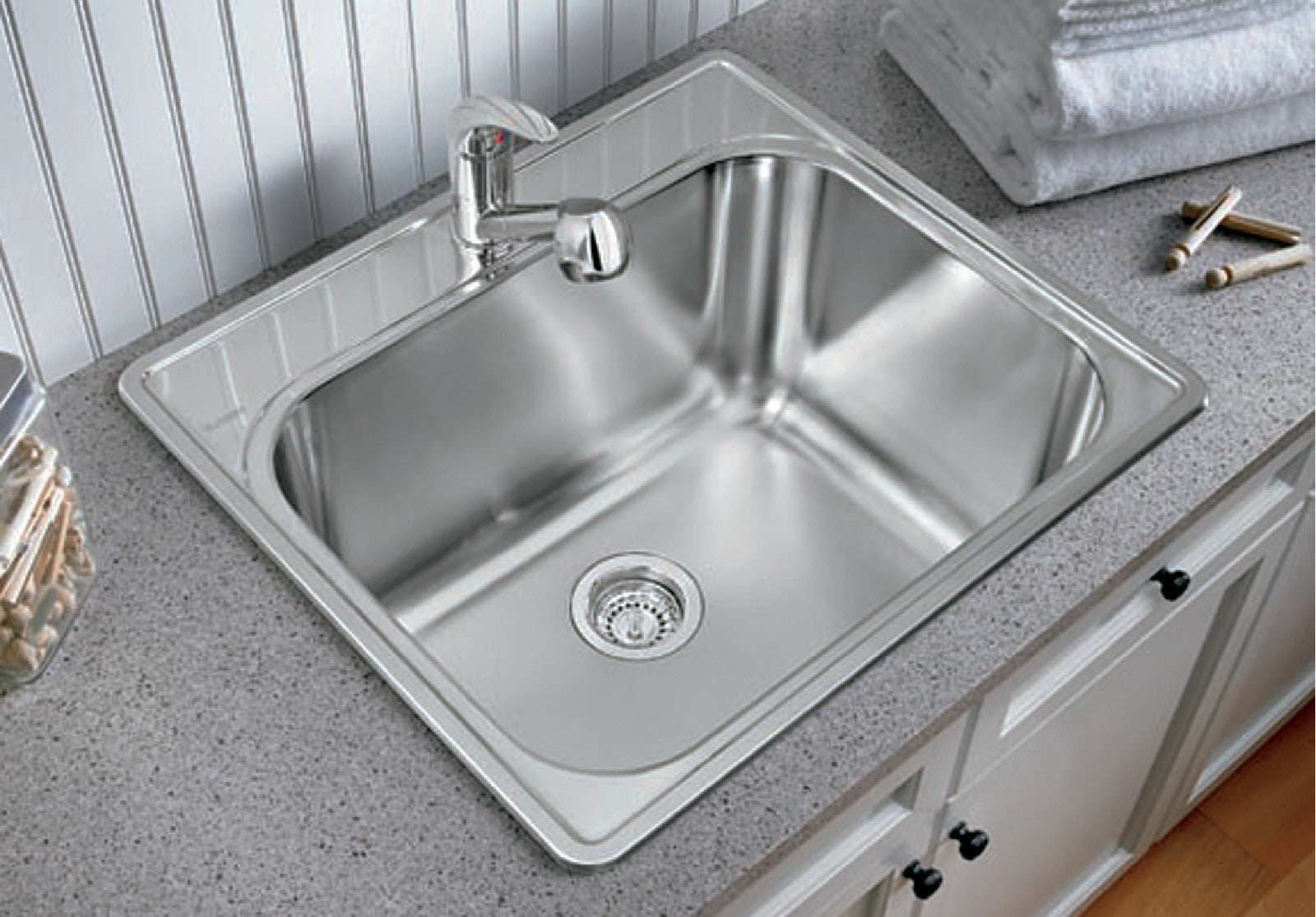 Stainless Steel Blanco Essential 441078 Laundry Utility Sink with 1 Hole - Perfect for Laundry Rooms, Basements & Garages