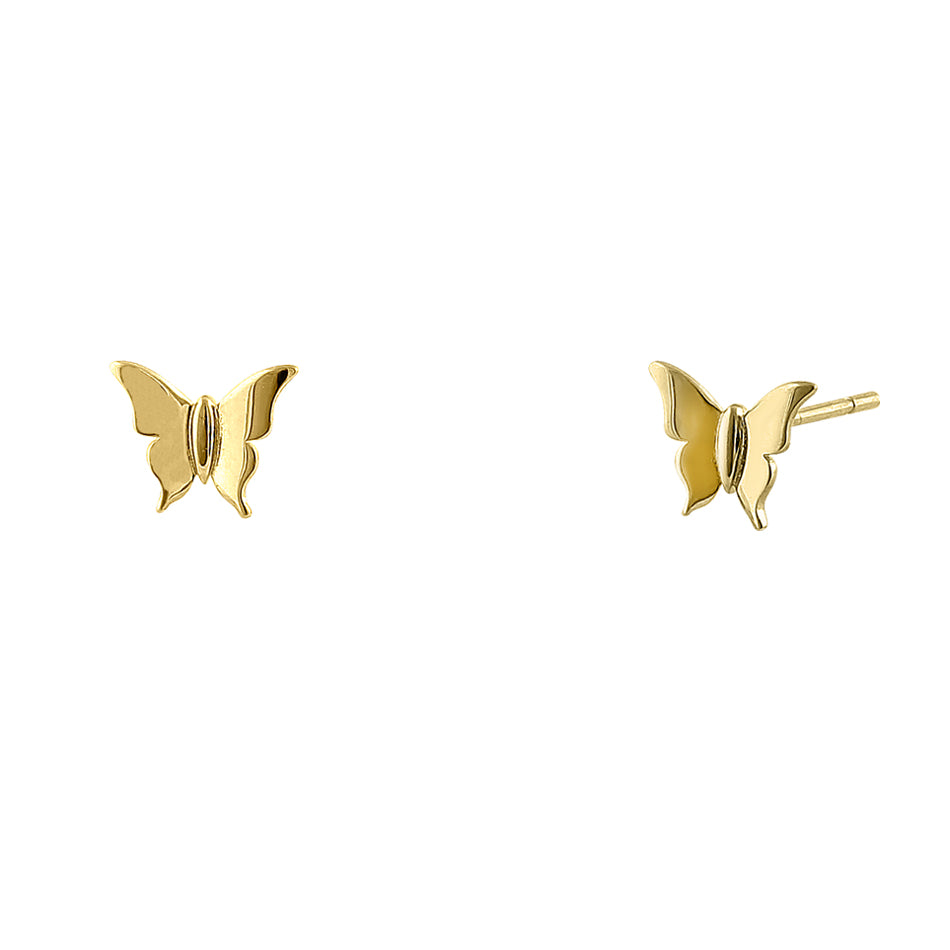 14K Yellow Gold Butterfly Stud Earrings for Women - Minimalist & Elegant Jewelry Gift for Birthday, Anniversary, or Everyday Wear