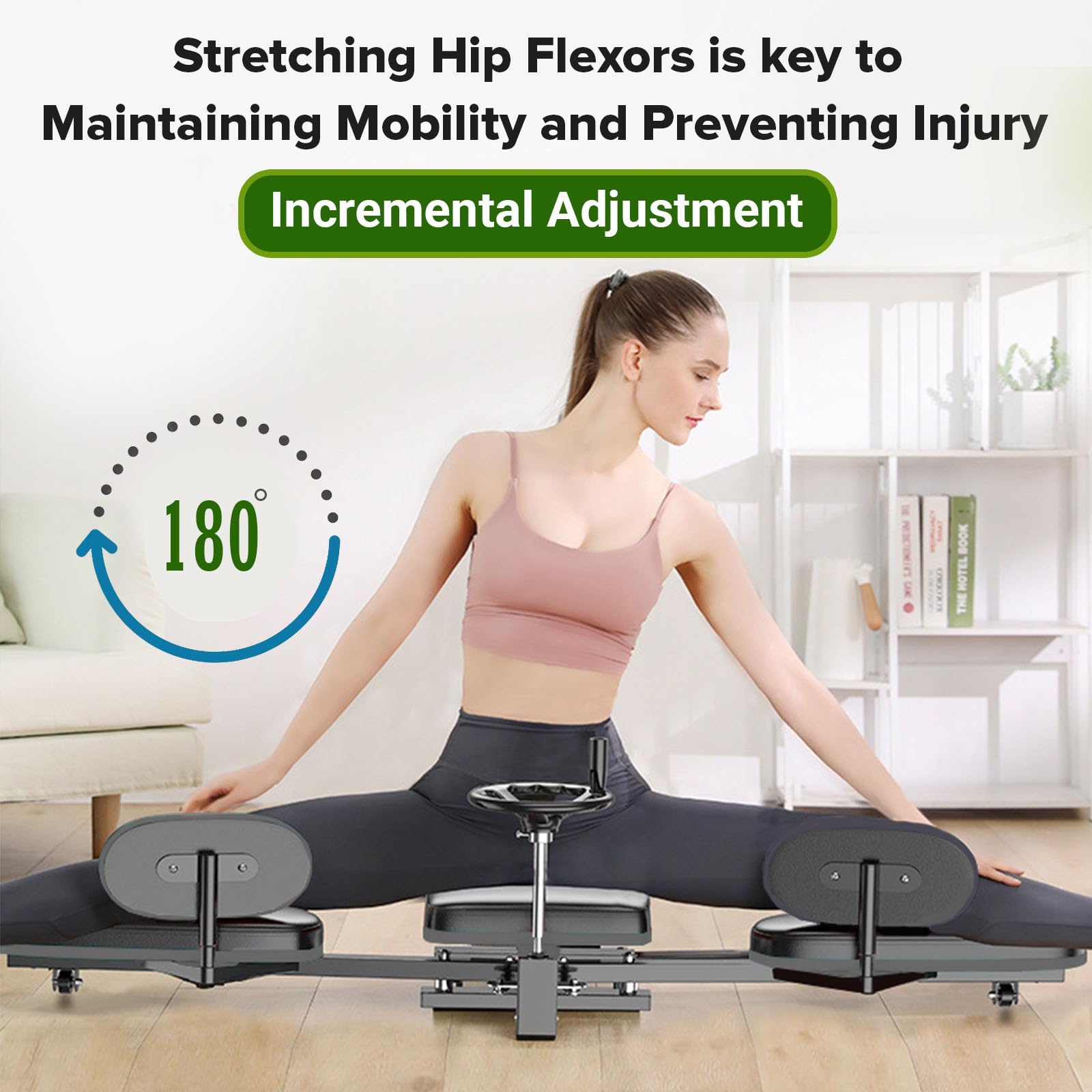 Flex Bench Hip Stretching Machine - Adjustable Stretcher for Yoga, Dance & Gymnastics | Improve Flexibility, Mobility & Reduce Hip Pain | Thigh & Glute Stretcher for Home Gym & Physical Therapy