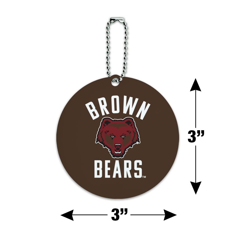Brown University Bears Logo Round Luggage ID Tag - Personalized Suitcase Identification Card for Travel - Durable Carry-On Bag Tag for Backpacks, Duffel Bags & Suitcases
