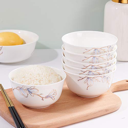 10oz Thin & Lightweight Bone China Bowl Set - 6-Piece 4.5