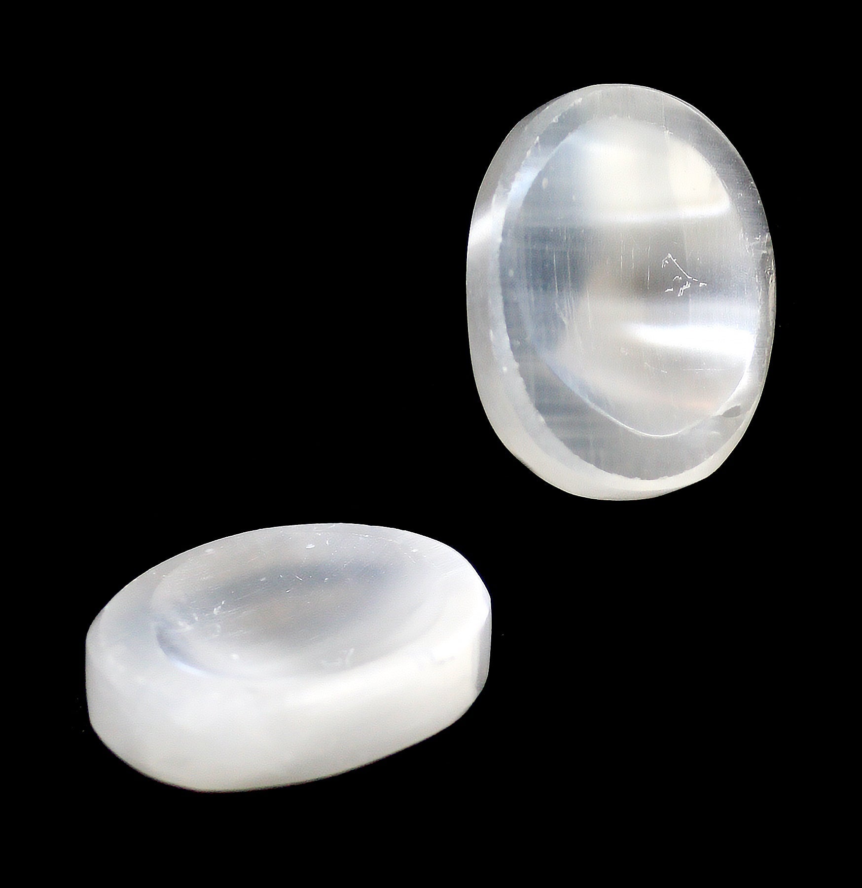 Natural Selenite Worry Stone for Anxiety Relief - Healing Crystal for Stress & Meditation - Perfect for Home, Office & Travel Use