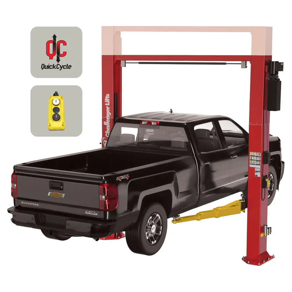 Challenger Low Ceiling 12K 2 Post Car Lift with DPC & Quick Cycle - 12,000 lbs Capacity (CL12A LC QC DPC) - Perfect for Auto Repair Shops with Limited Space