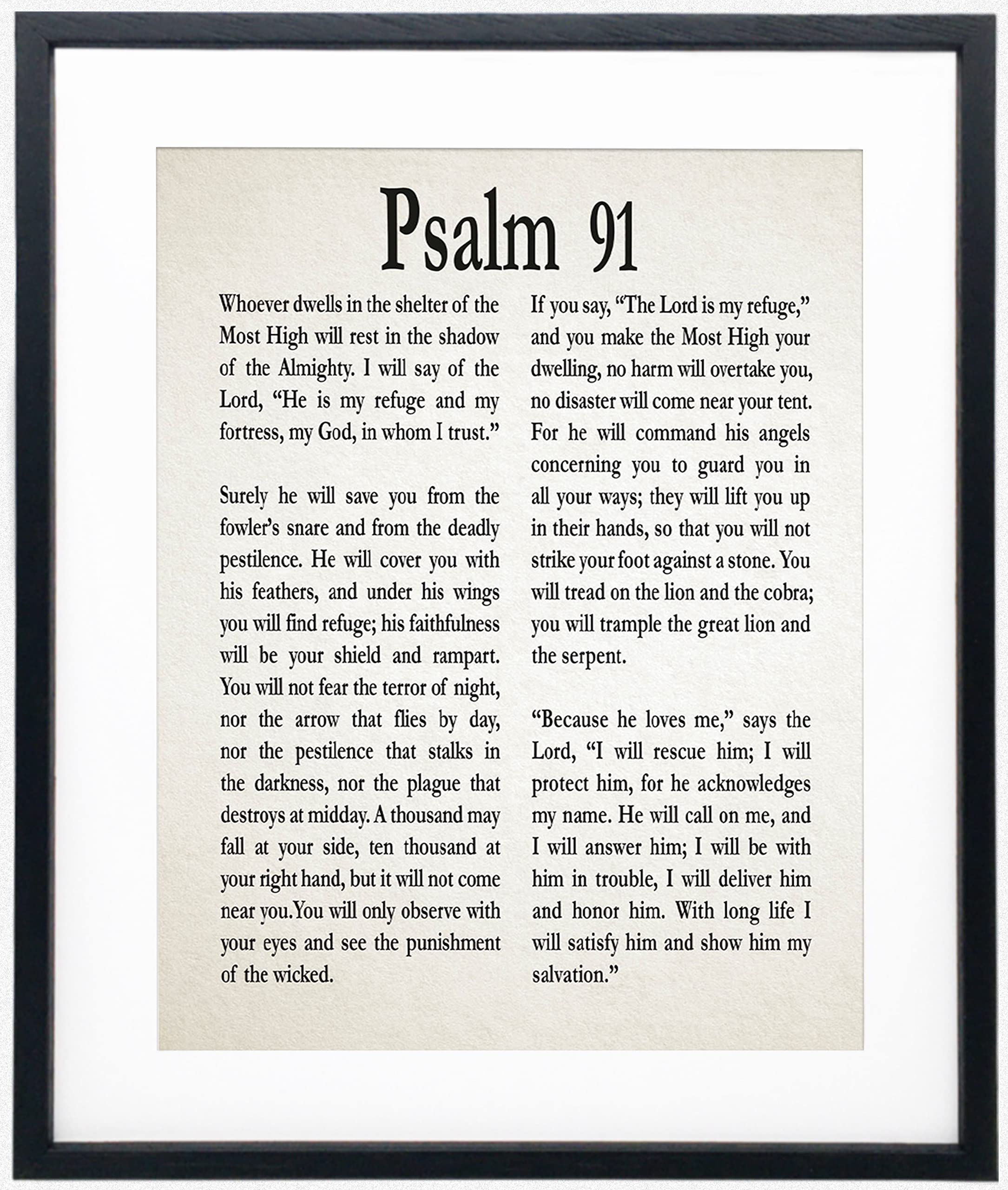 Framed Psalm 91 Print - Christian Bible Verse Wall Art Decor, Religious Gift for Home, Office & Bedroom - Inspirational Scripture Poster (5x7 Inches, Ivory) | Perfect for Prayer Rooms, Church Gifts & Spiritual Encouragement
