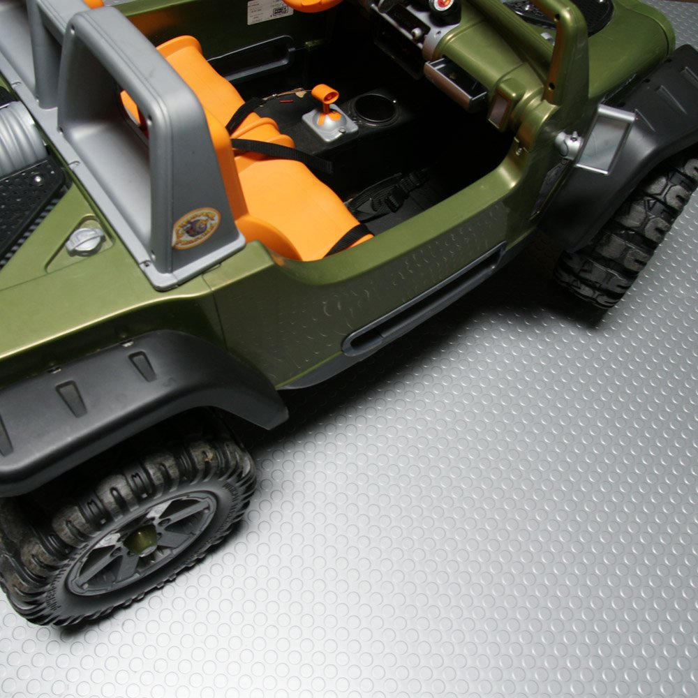 Rubber-Cal Coin Grip Metallic PVC Flooring - Non-Slip Garage Floor Mats, Workshop & Gym Flooring for Safety & Durability