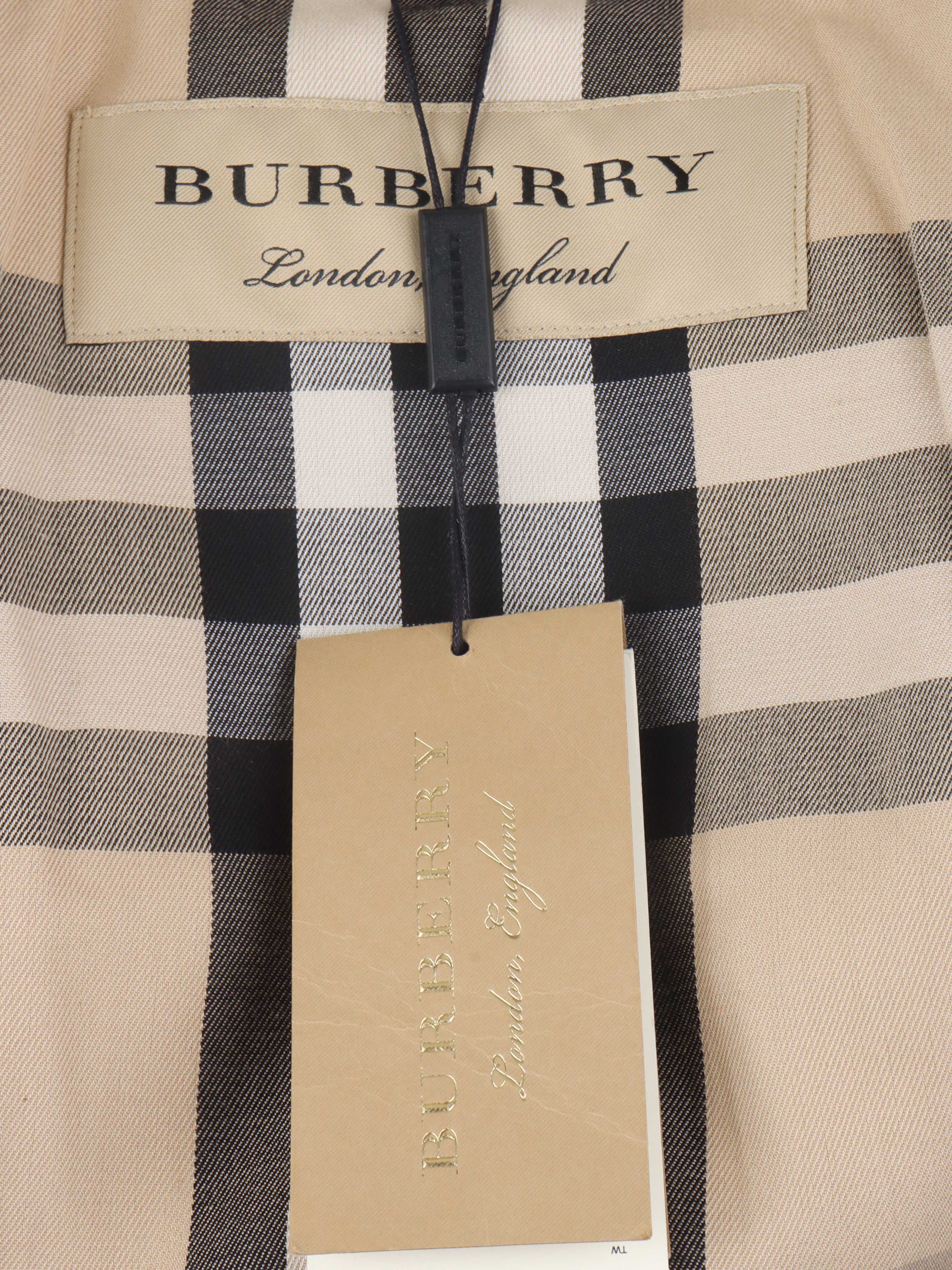 Burberry Tan Trench Coat with Leather Sleeve Straps - Classic Waterproof Raincoat for Women | Perfect for Office, Travel & Formal Occasions