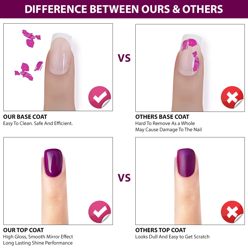 PERPAA® Super Stay Quick-Drying Long-Lasting Gel Nail Polish Set - Base Coat, Top Coat, White & Black Polish (7.5ml Each) with Free Nail Wipes - Perfect for Salon Quality Manicures at Home, Nail Art Designs & Professional Nail Care