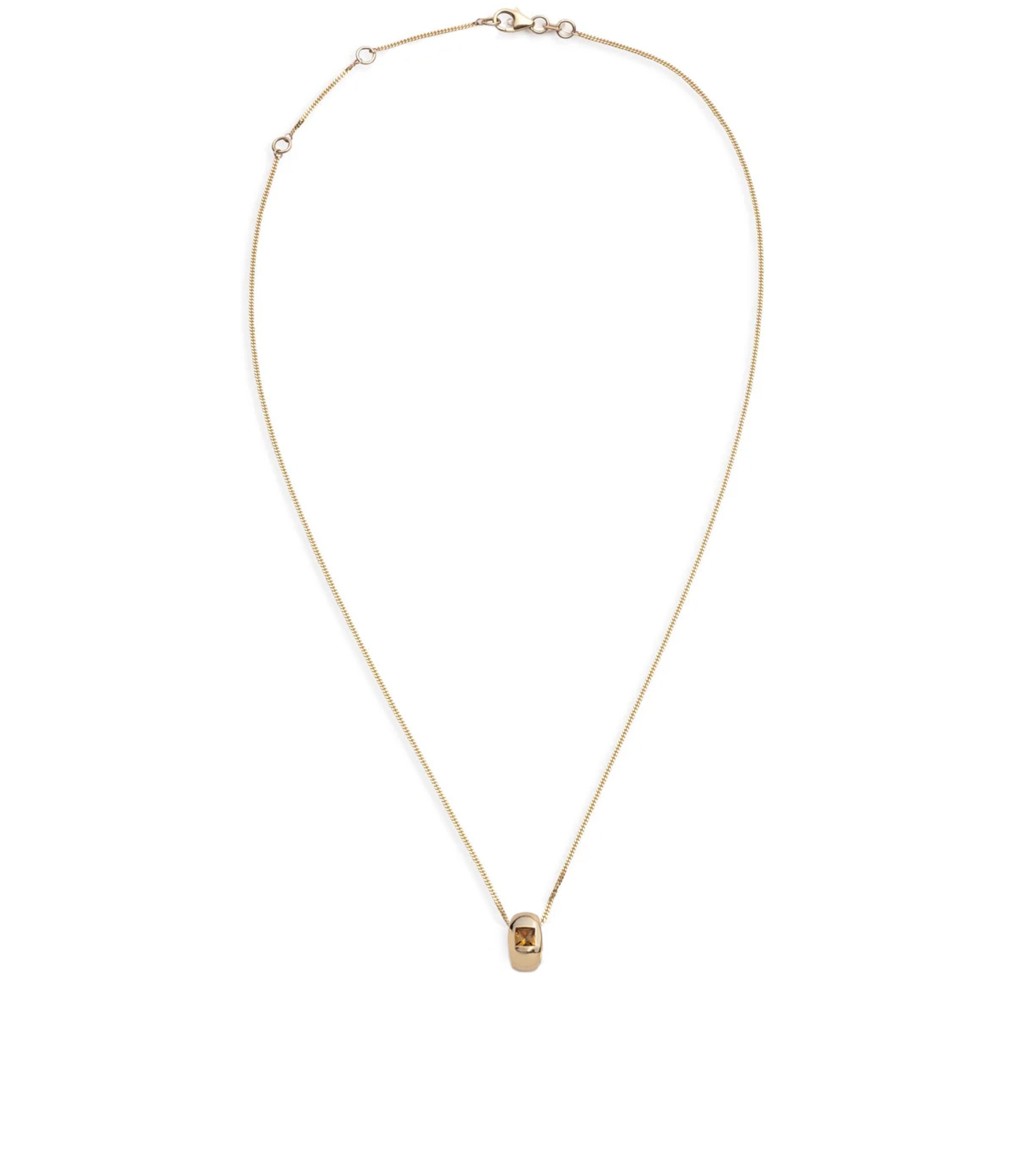 Princess Cut Champagne Citrine Love Necklace - Fine Diamond Cut Curb Chain Jewelry for Women | Perfect for Weddings, Anniversaries & Romantic Gifts