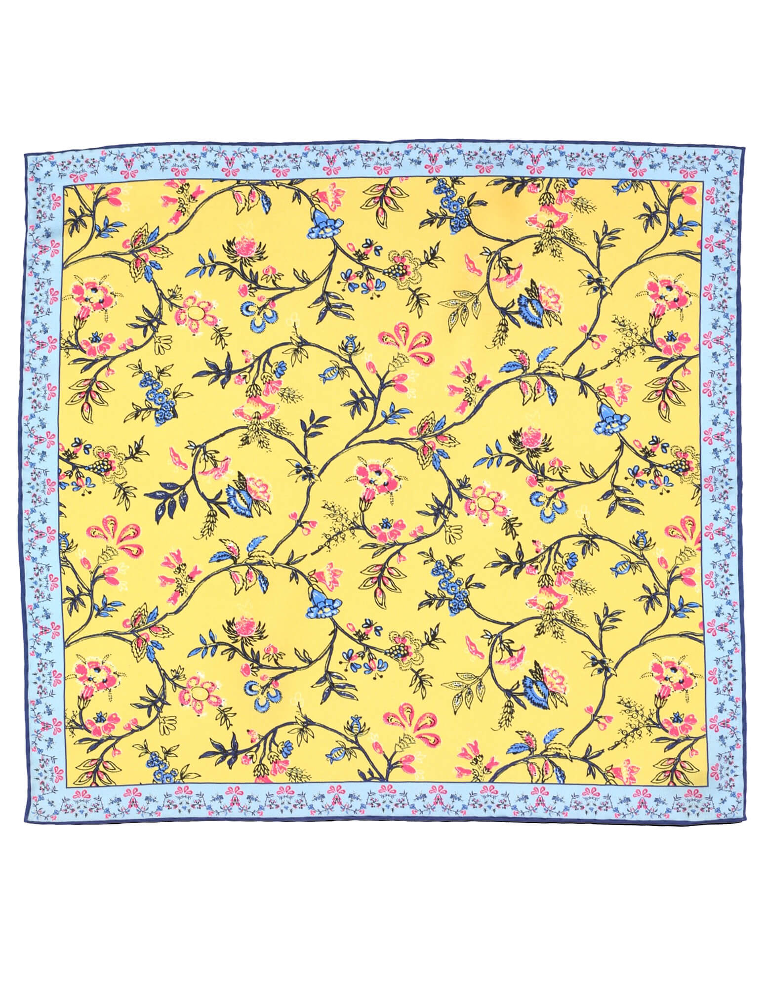 DÉCLIC Staveley Floral Pocket Square - Yellow Silk Handkerchief for Men's Suit & Wedding Accessories | Elegant Fashion Gift for Him