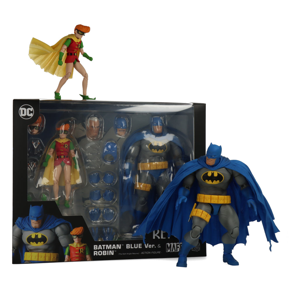 MAFEX Batman Blue Version & Robin Action Figure - The Dark Knight Returns Collectible Toy for Display & Play - Perfect for DC Fans & Collectors