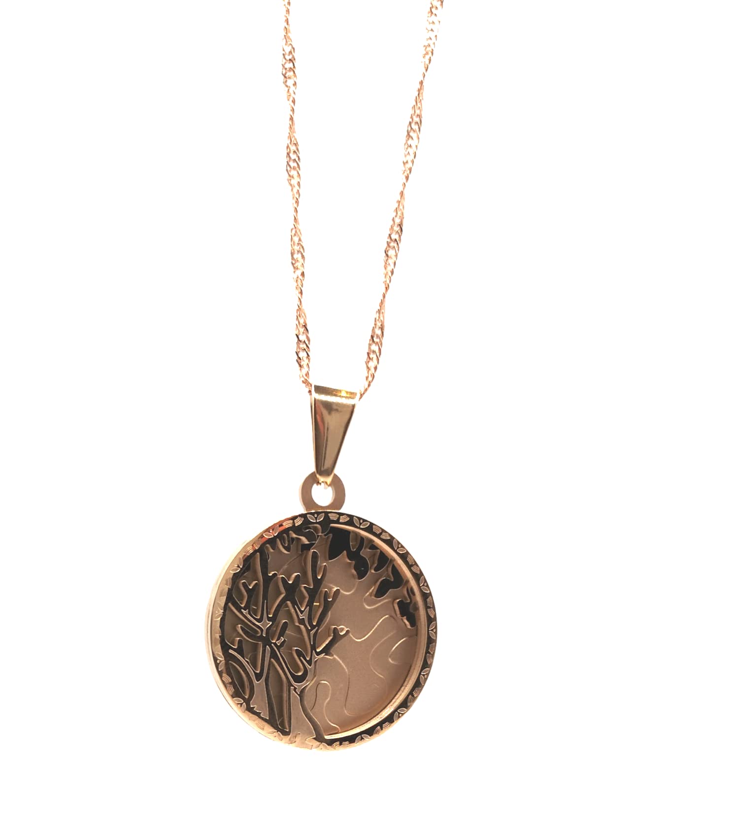 Rose Gold Round Tree Pendant Necklace for Women - Elegant Nature-Inspired Jewelry Gift for Birthday, Anniversary & Everyday Wear