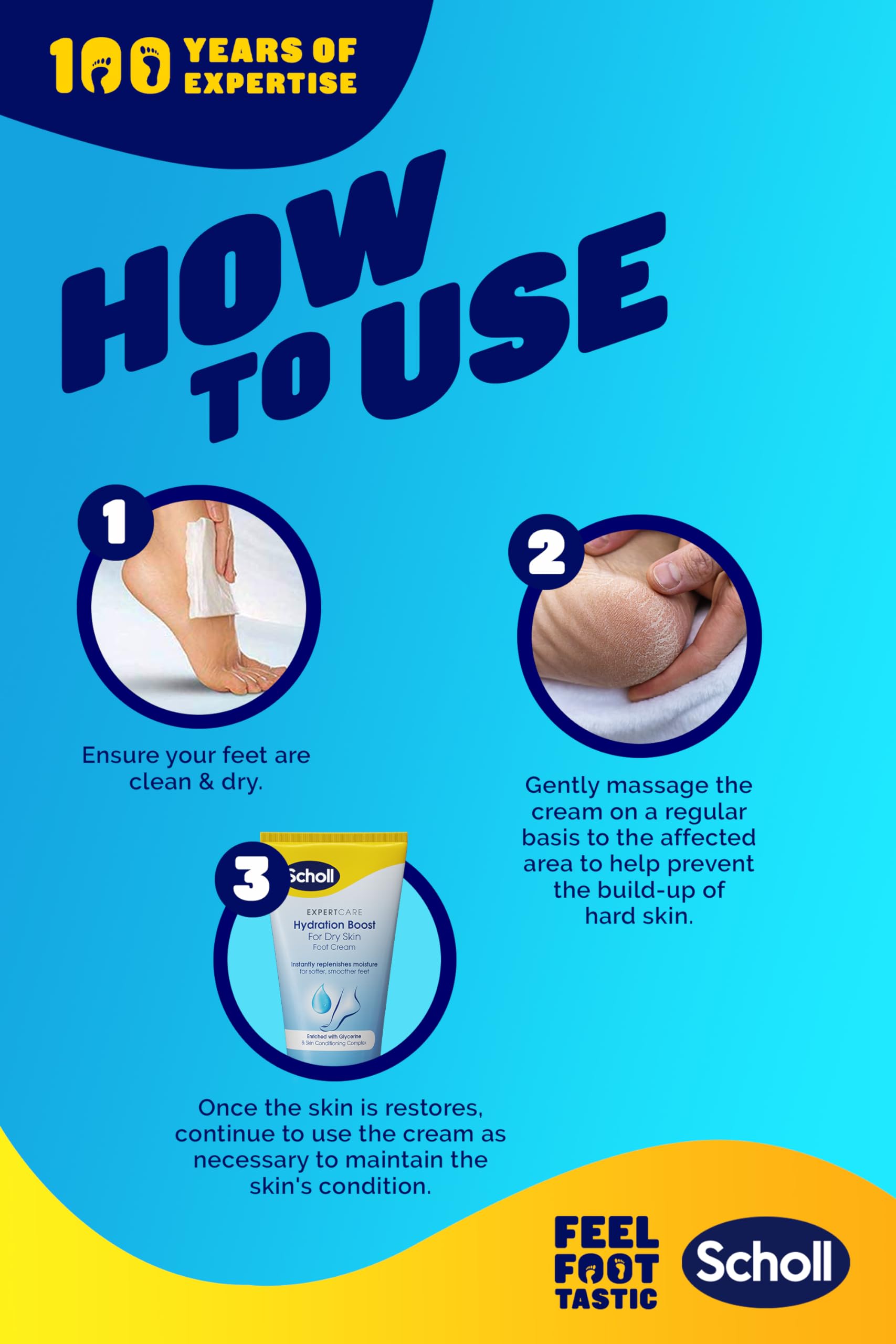 Scholl ExpertCare Hydration Boost Daily Moisturizing Foot Cream 150ml - Fast Absorbing, Glycerin Enriched with Skin Conditioning Complex for Soft Smooth Feet - Perfect for Dry Cracked Heels & Daily Foot Care Routine