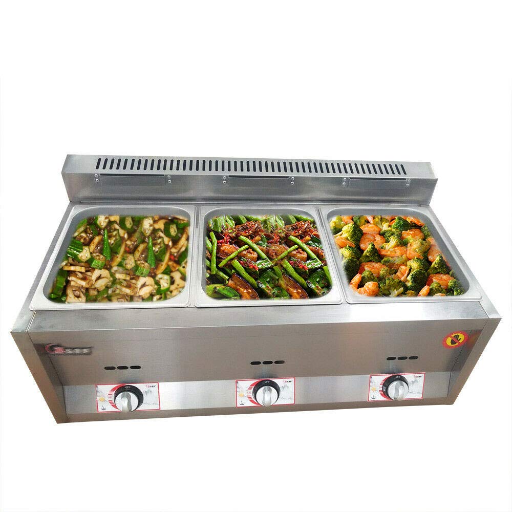 Commercial Food Warmer - 3 Pan Electric Steam Table, Stainless Steel Countertop Bain Marie Buffet Server for Catering, Restaurants & Events | Keep Meals Warm for Buffets, Parties & Food Service
