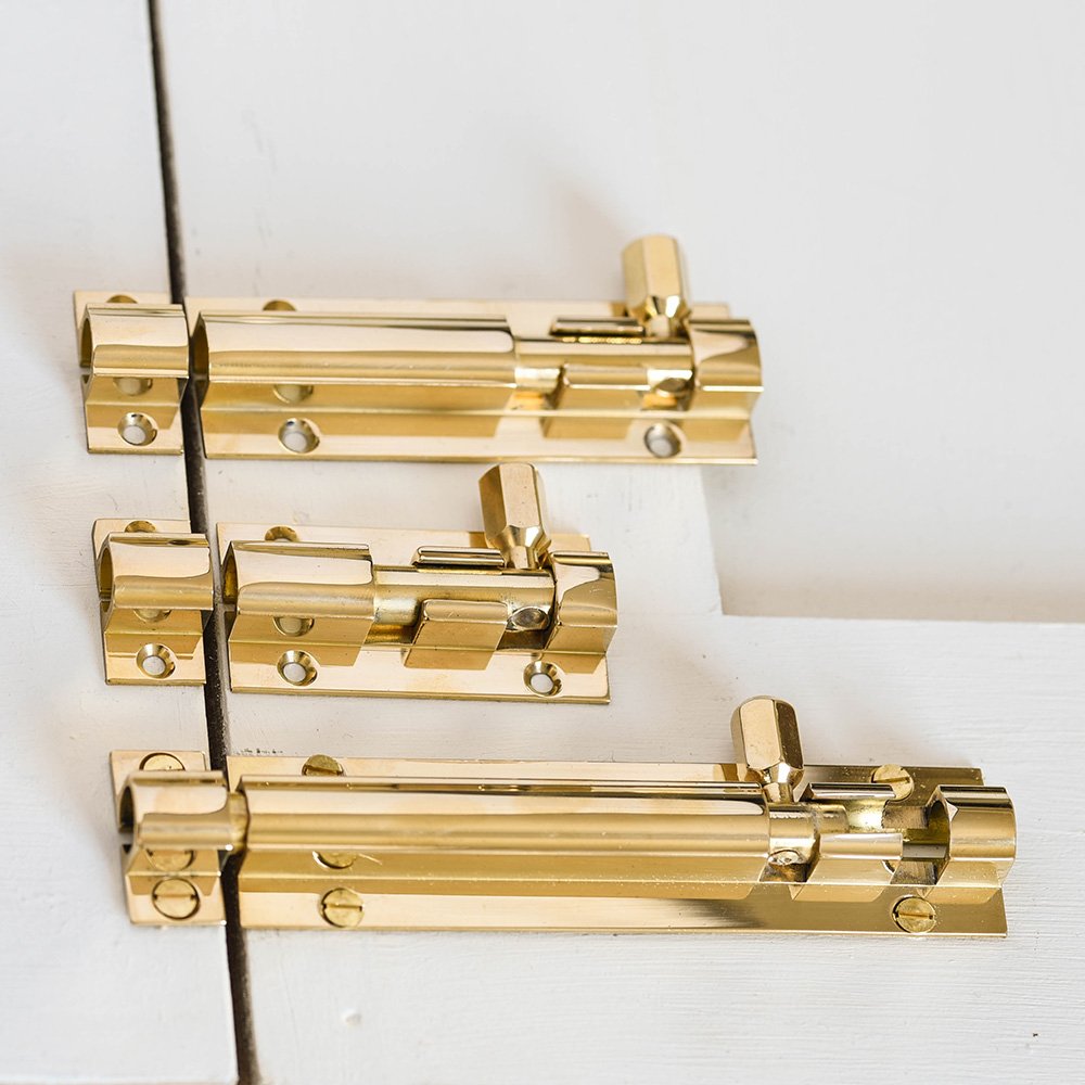 Polished Brass Rounded Barrel Bolt - Heavy Duty Cabinet & Door Latch for Home Security - Perfect for Barn Doors, Sheds, Gates & Furniture