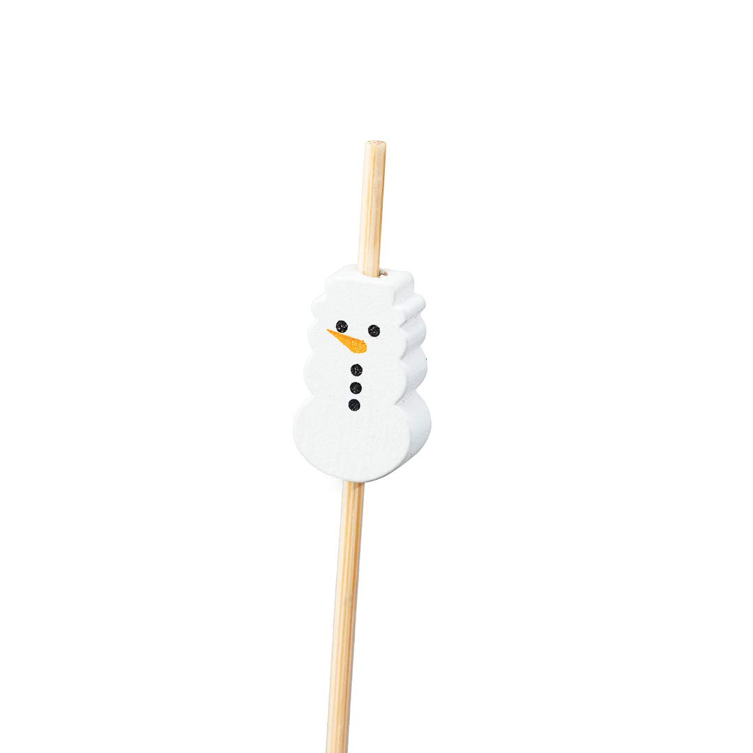 1000 Disposable Snowman Design Bamboo Appetizer Picks - 3.5 Inch Christmas Skewers for Holiday Parties, Appetizers & Garnishes | Eco-Friendly White Bamboo Toothpicks for Festive Food Serving