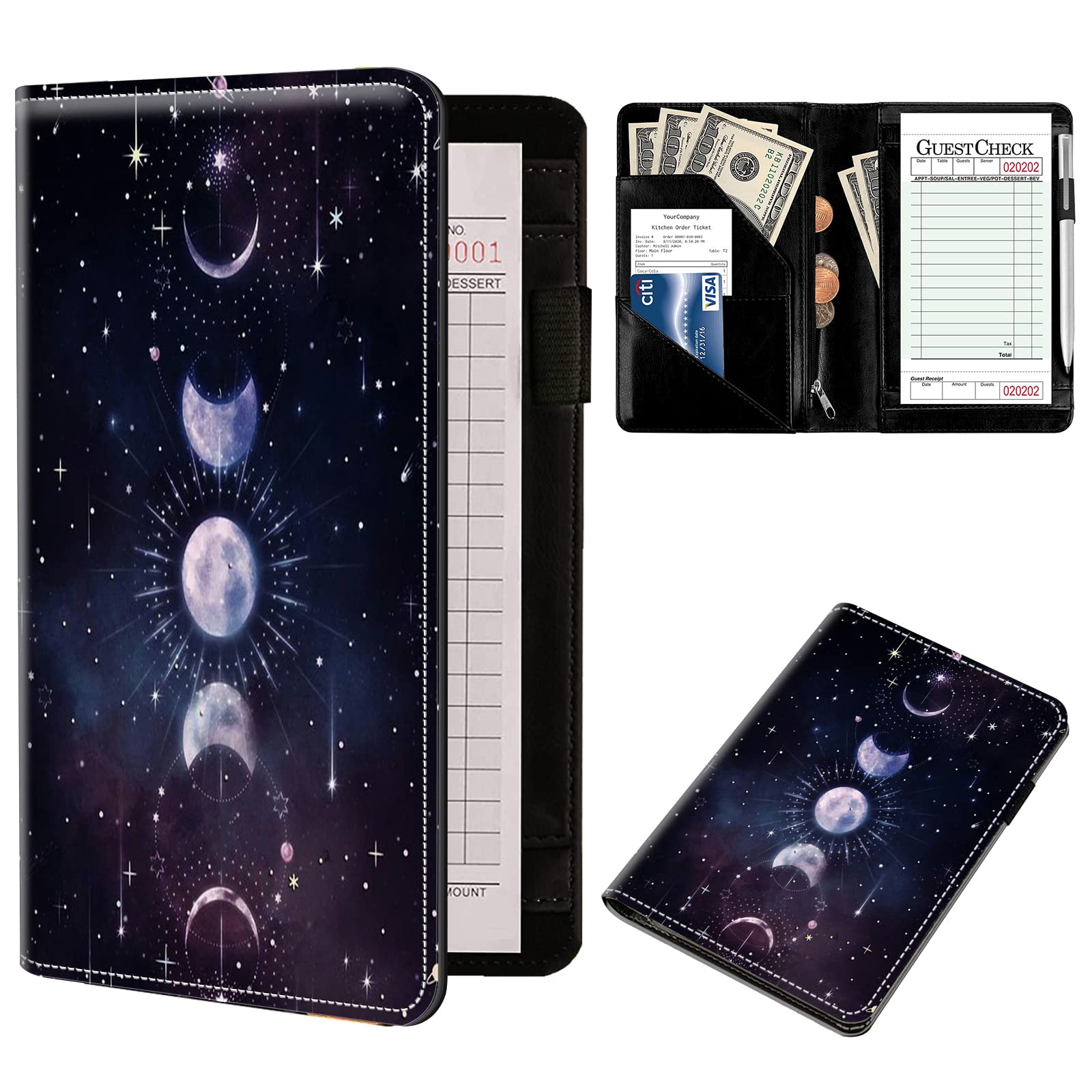 Premium PU Leather Server Book Organizer for Waitress & Waiters - Efficient Waiter Notebook with Pen Holder & Card Slots - Perfect for Restaurant Service, Hospitality Industry & Food Service Professionals